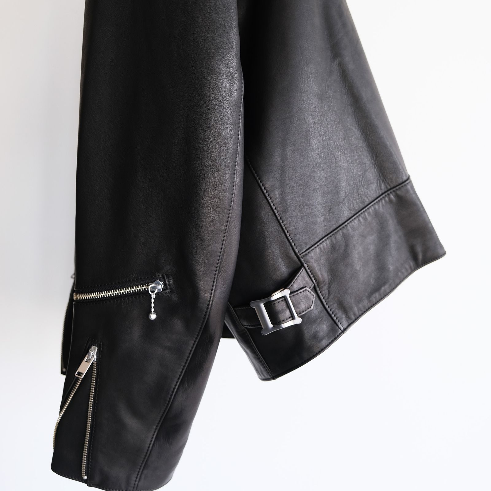 Front Zip Riders Jacket -ライダースジャケット-（Black / Lining Brown）