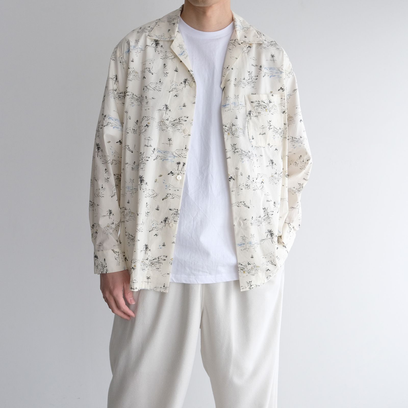 Cotton Rayon - Open Collar L/S Shirts -シャツ-（Ivory / アイボリー）