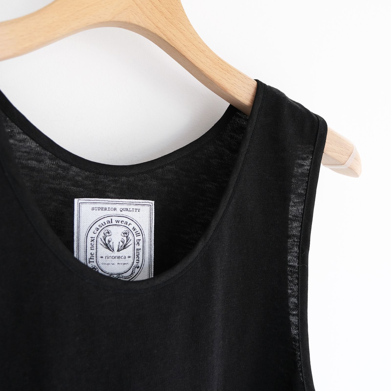 Linen Pique Tank Top -タンクトップ-（Black / ブラック）
