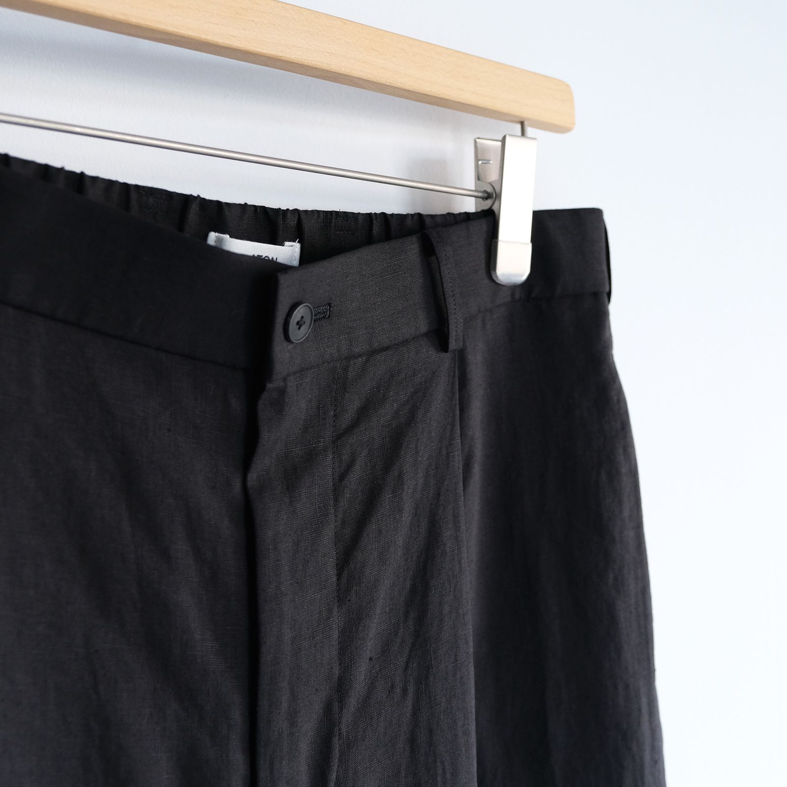 Silk Linen Mixing Loose Fit Pants -スラックス-（Black / ブラック）