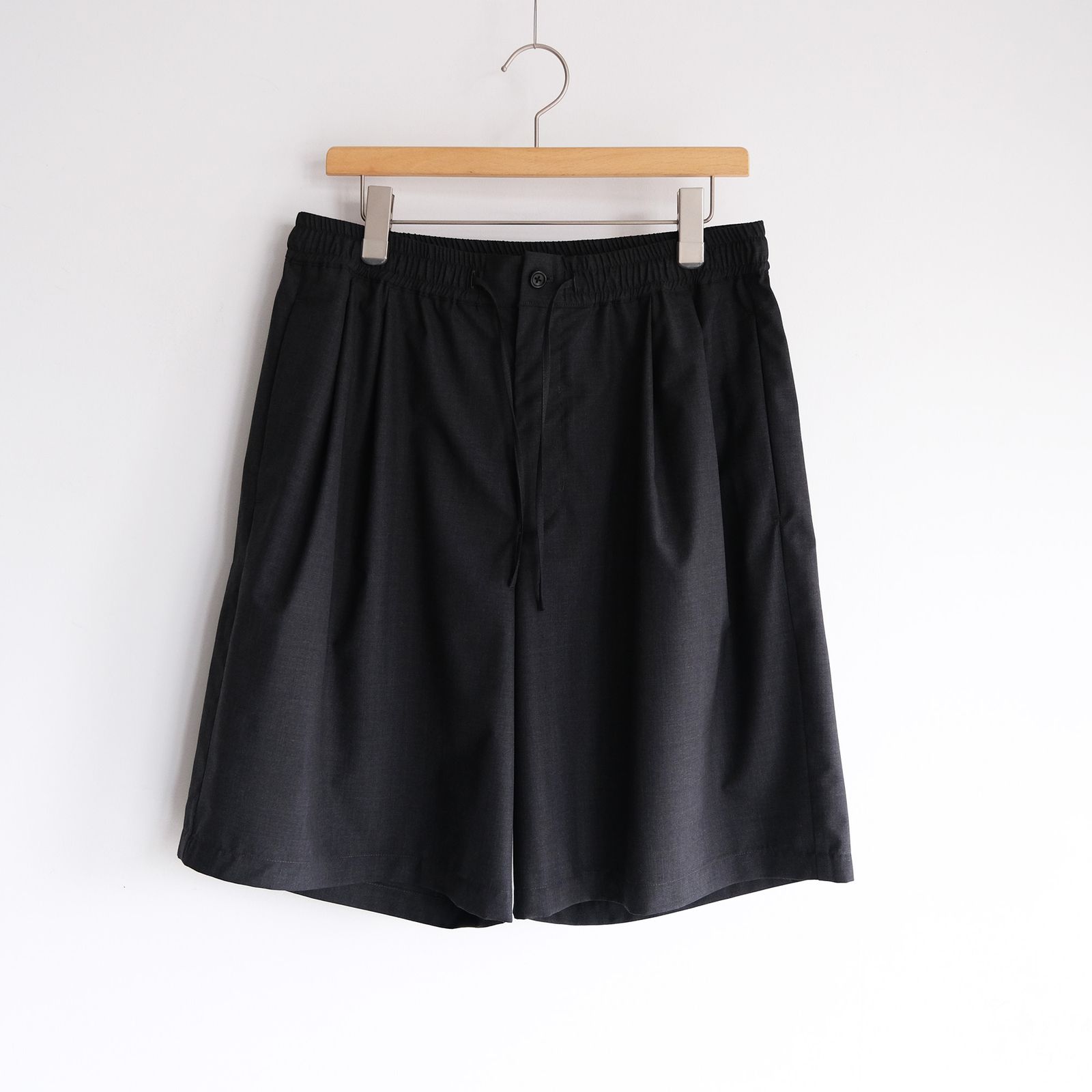 Fine Wool Heather Drawstring Track Shorts -ショーツ-（Charcoal / チャコール）GM261-40323