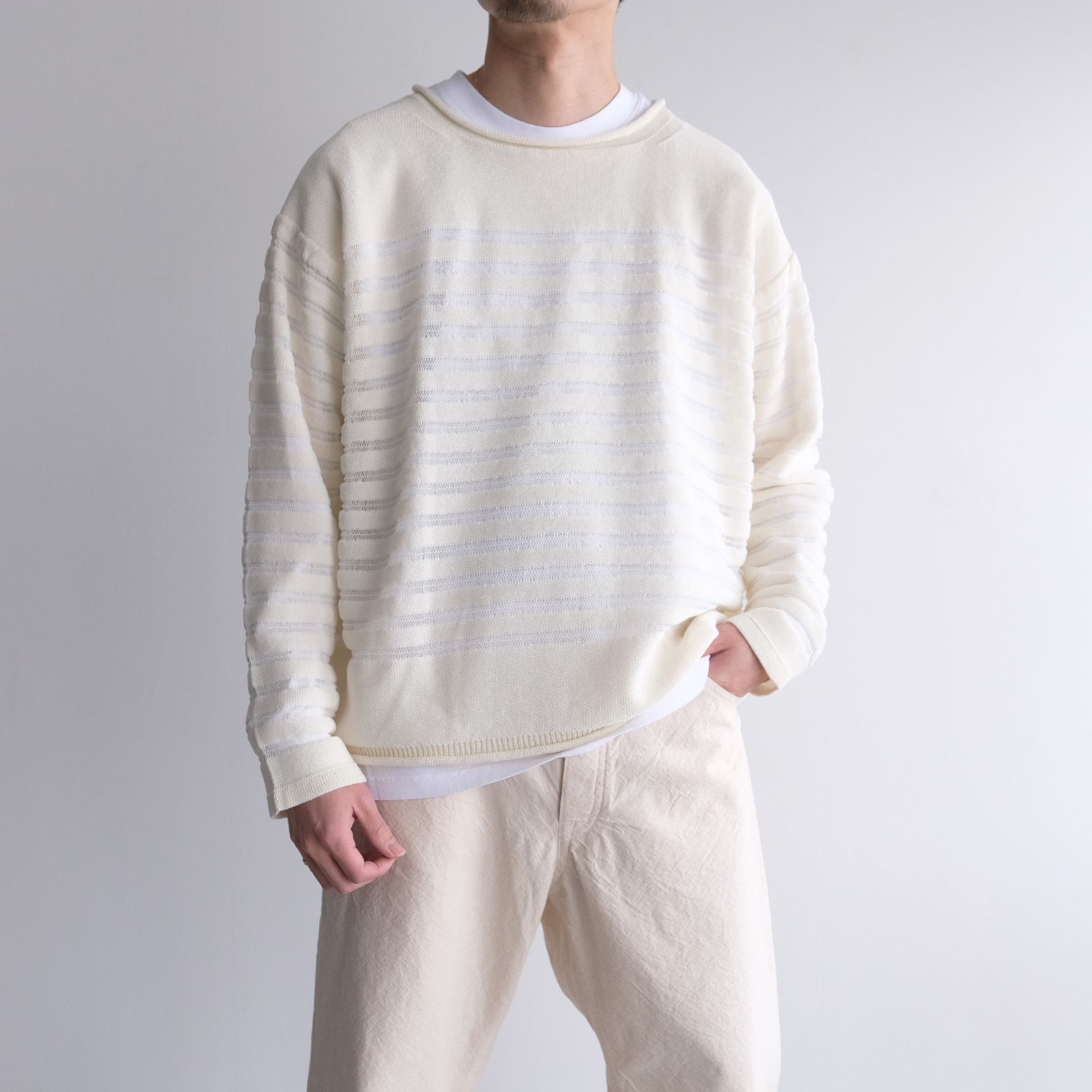 Panel Border Sweather -ニット-（White / ホワイト）