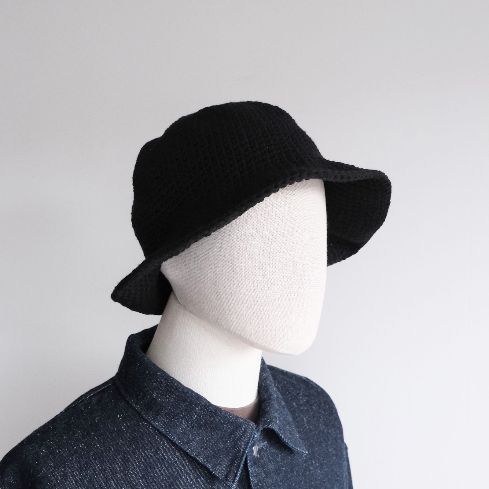 Hand Made Knit Wool Balloon Hat -ハット-（Black / ブラック）