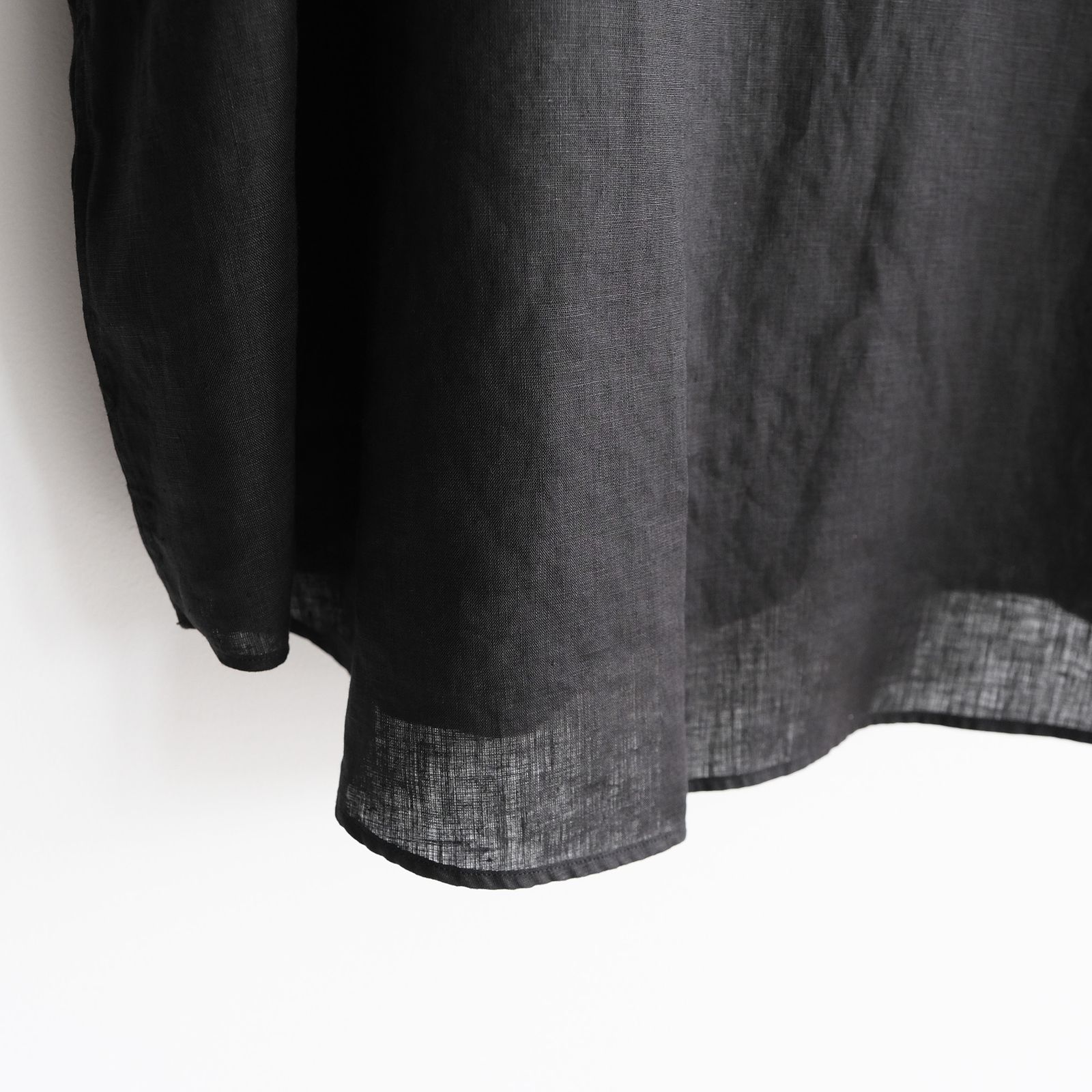 Linen L/S Oversized Regular Collar Shirt -シャツ-（Black / ブラック）GM262-50039B