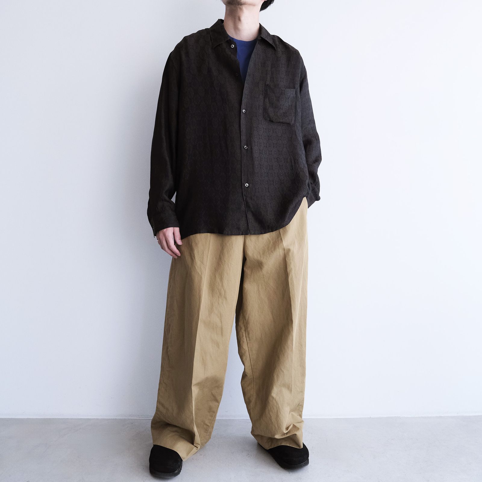 Cupro-Regular Collar L/S Shirts -シャツ-（Charcoal / チャコール）