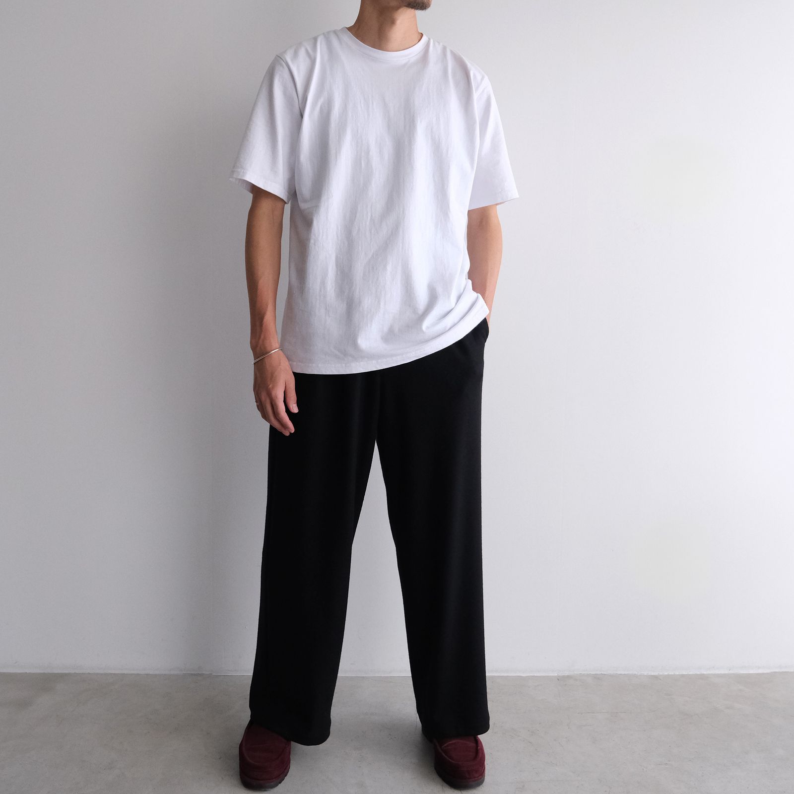 Wool Smooth Flannel Easy Wide Pants -ワイドパンツ-（Black / ブラック）GU253-40223B