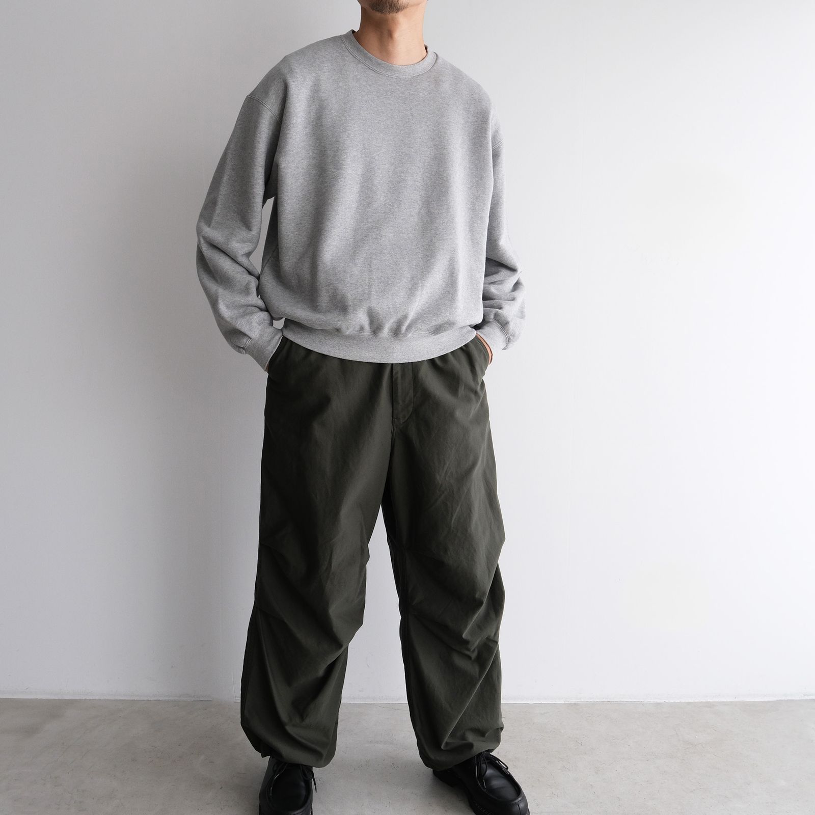 Cotton Cupro Back Satin Military Pants -パンツ-（Green / グリーン）