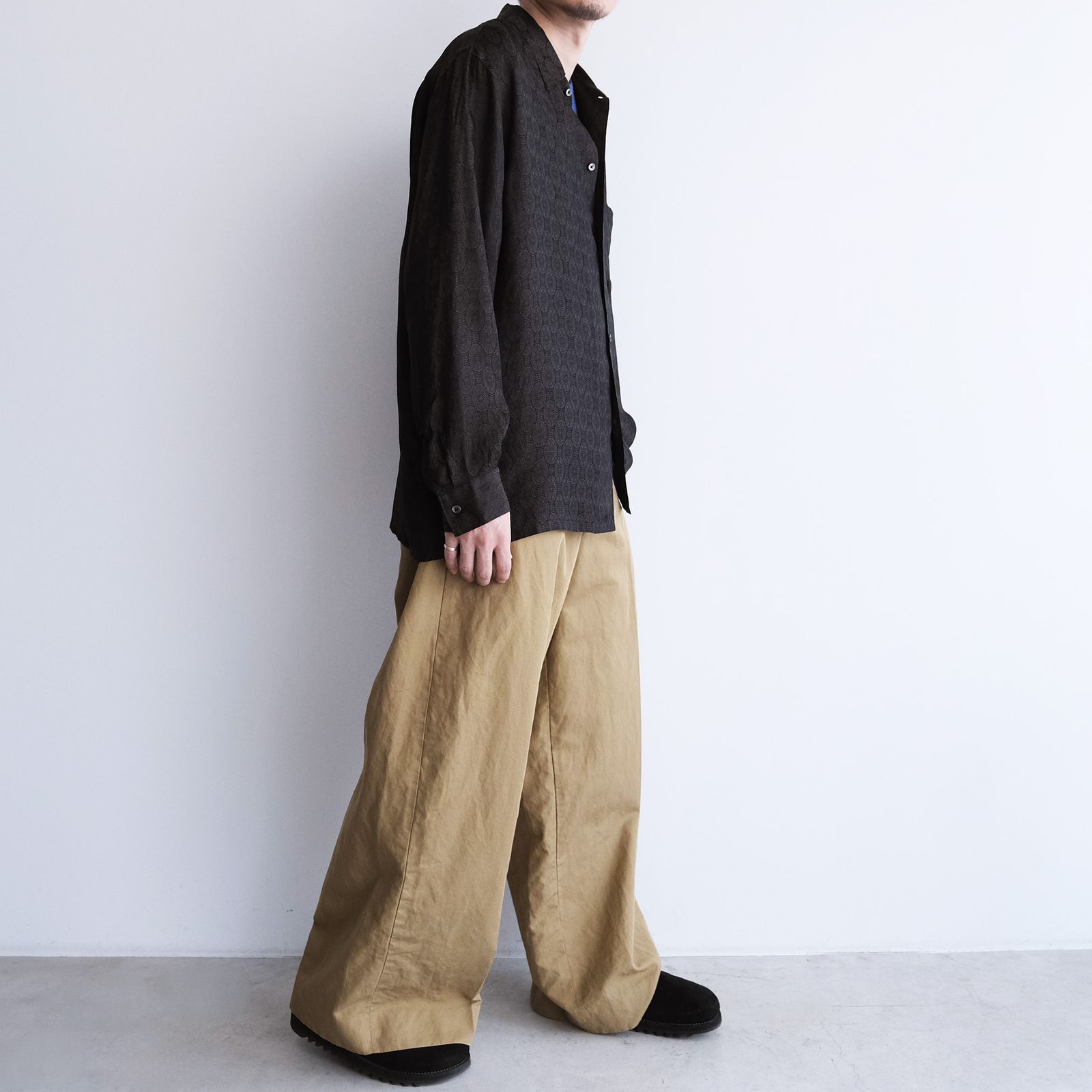 Cupro-Regular Collar L/S Shirts -シャツ-（Charcoal / チャコール）