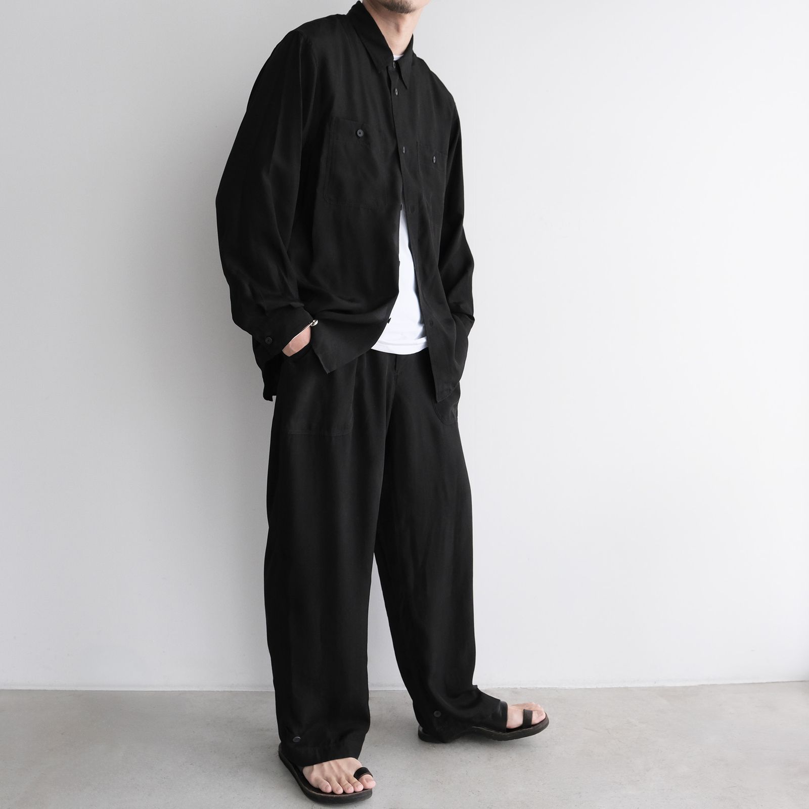 Fibril Silk Tafta Easy Baker Pants -パンツ-（Black / ブラック）