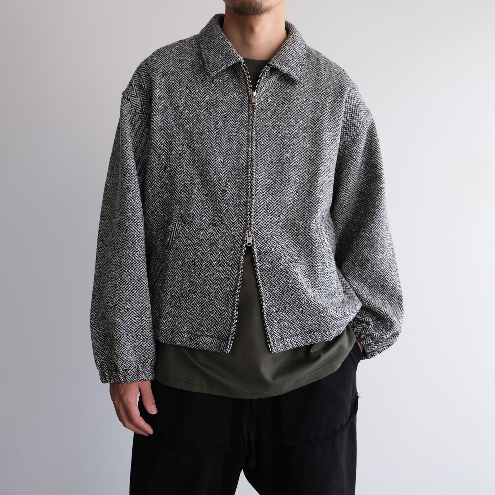 Tweed Zip Front Blouson -ブルゾン-（Black / ブラック）