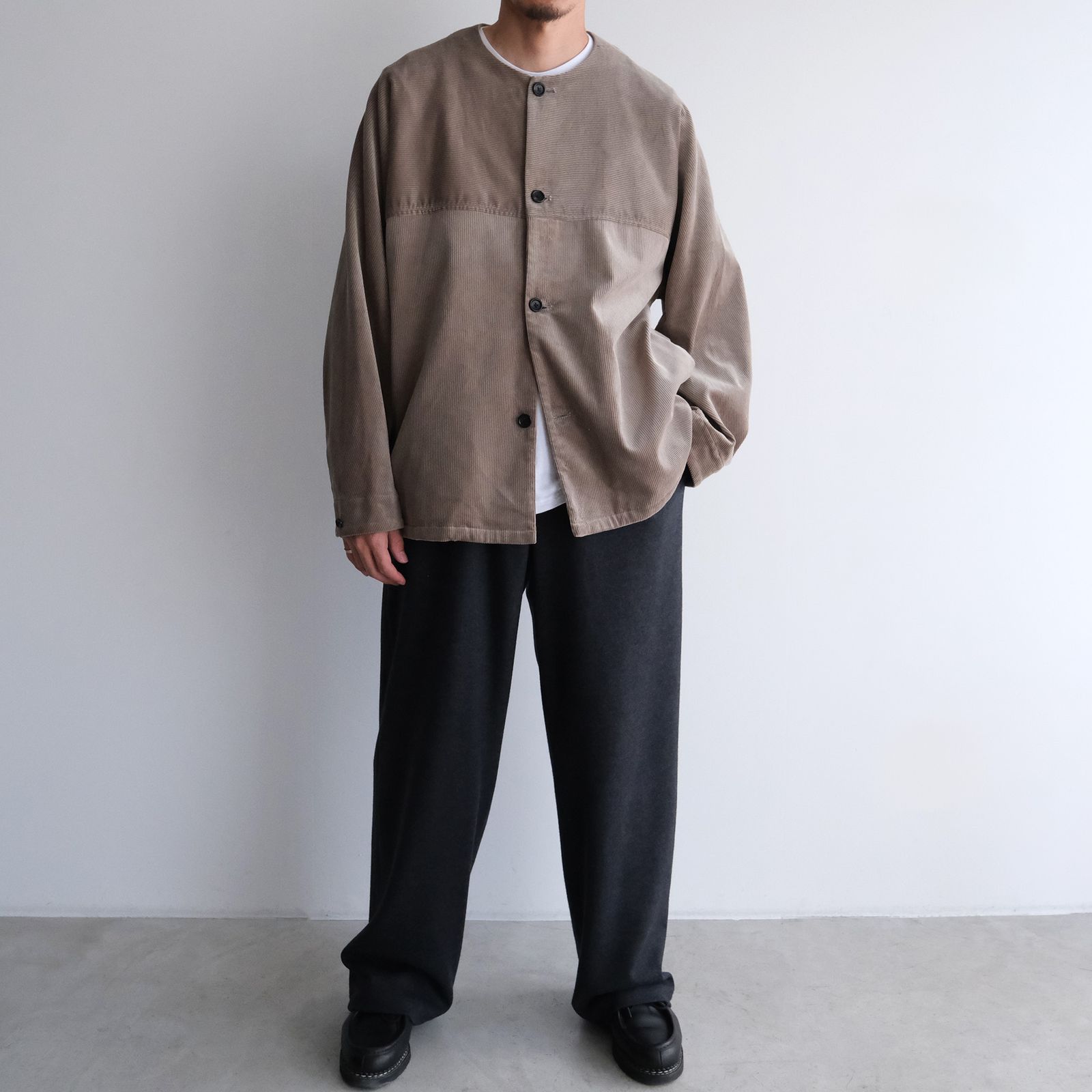 Suvin Corduroy Collarless Jacket -ジャケット-（Grege / グレージュ）GU253-30365