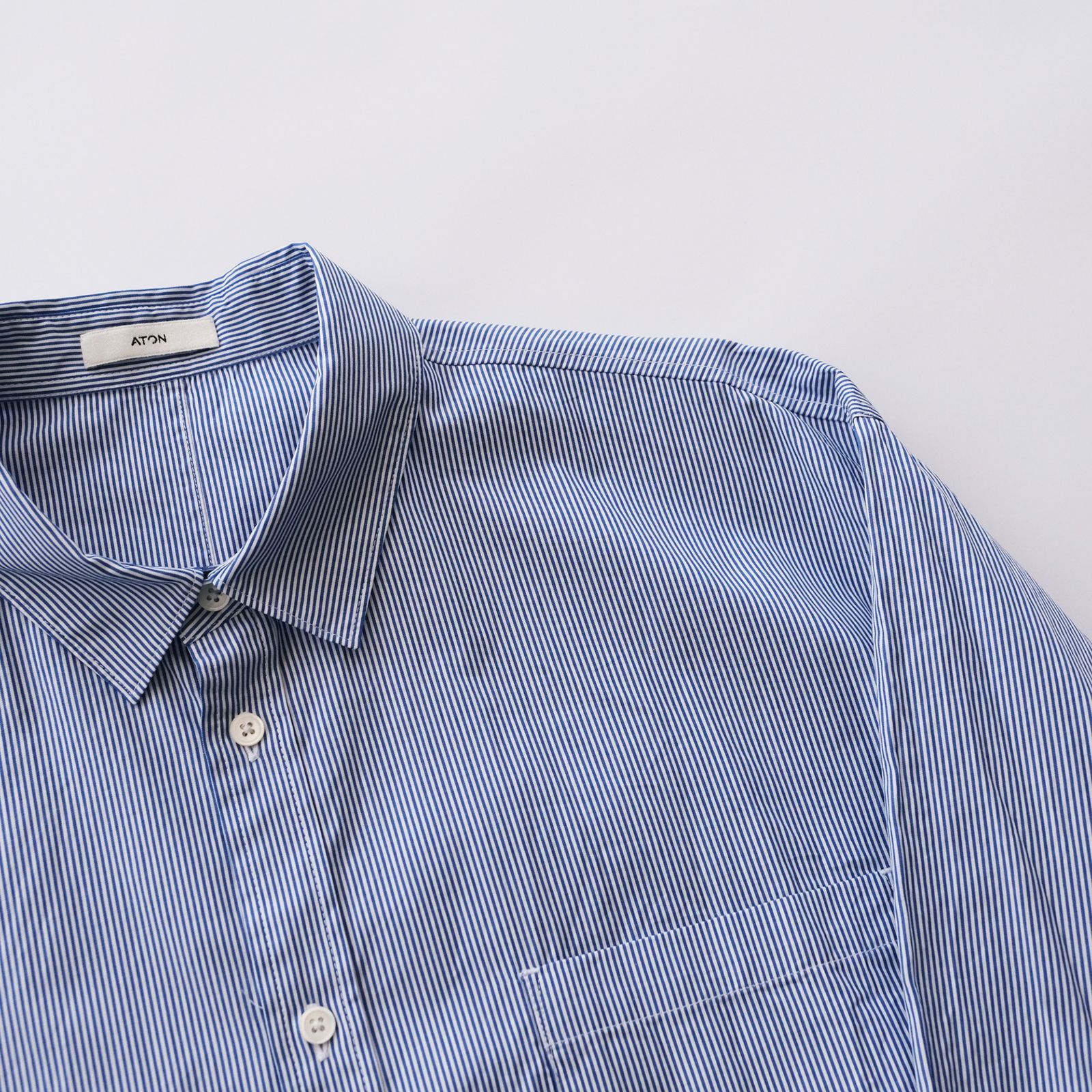 Gize Broad Washed Shirt -シャツ-（Navy Stripe / ネイビーストライプ）