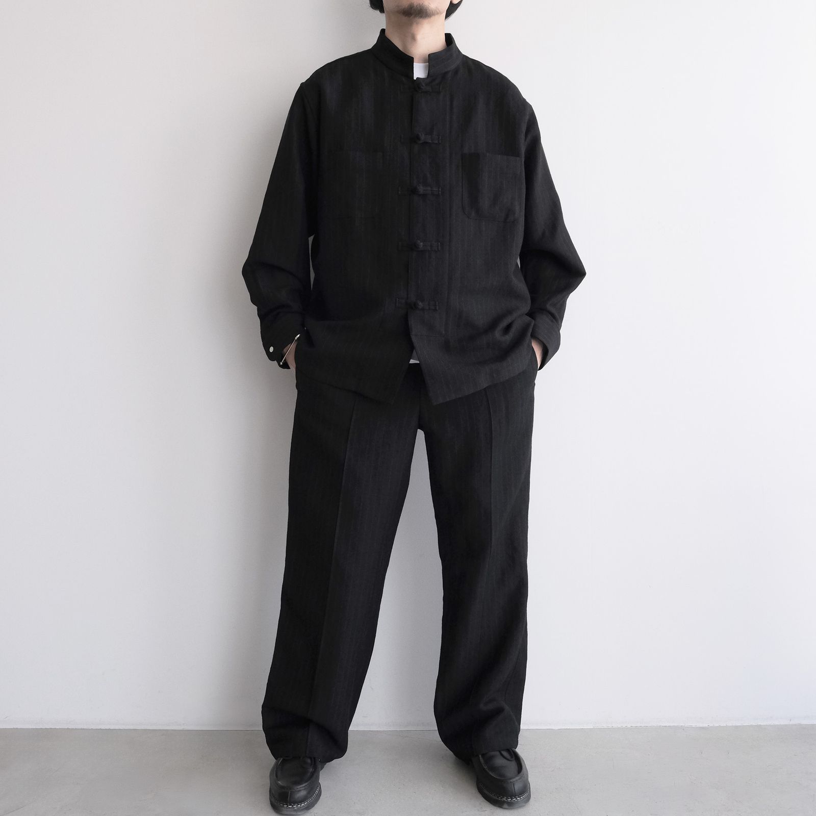 Pin-stripe Trousers -パンツ-（Black / ブラック）