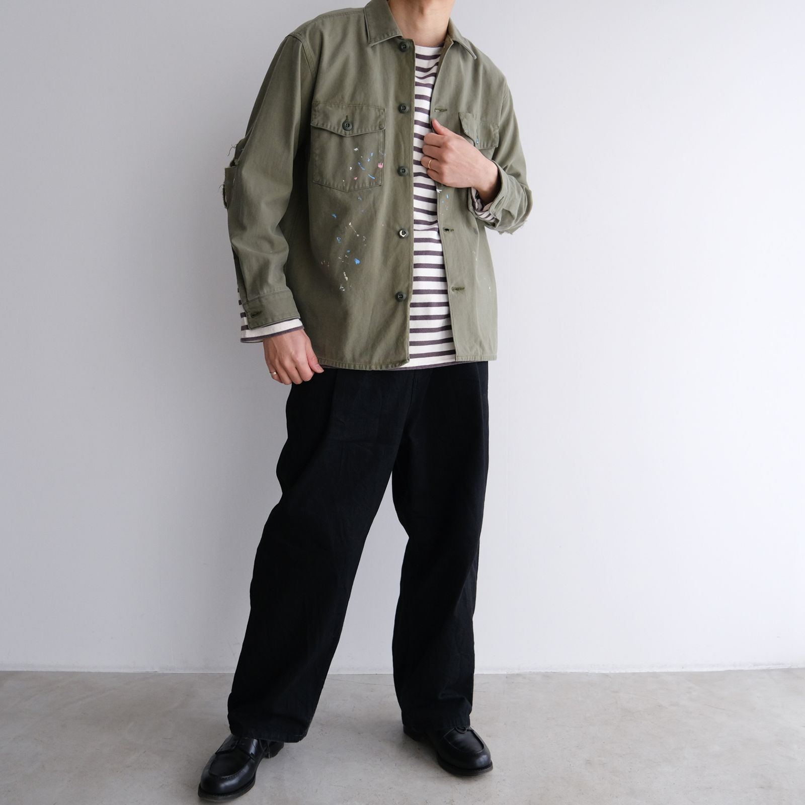 Long Sleeve Border Tee -Tシャツ-（Black / ブラック）
