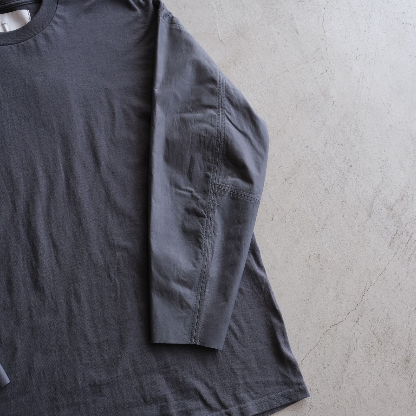 Washable Leather Sleeve：L/S T-Shirts -Tシャツ（Gray / グレー）