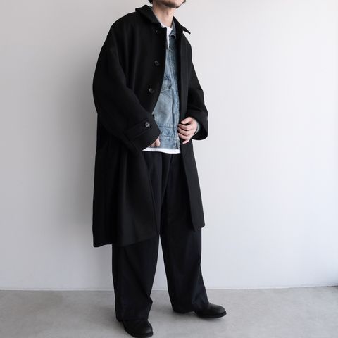 Light Melton Oversized Coat -コート-（Black / ブラック）GU263-10420B