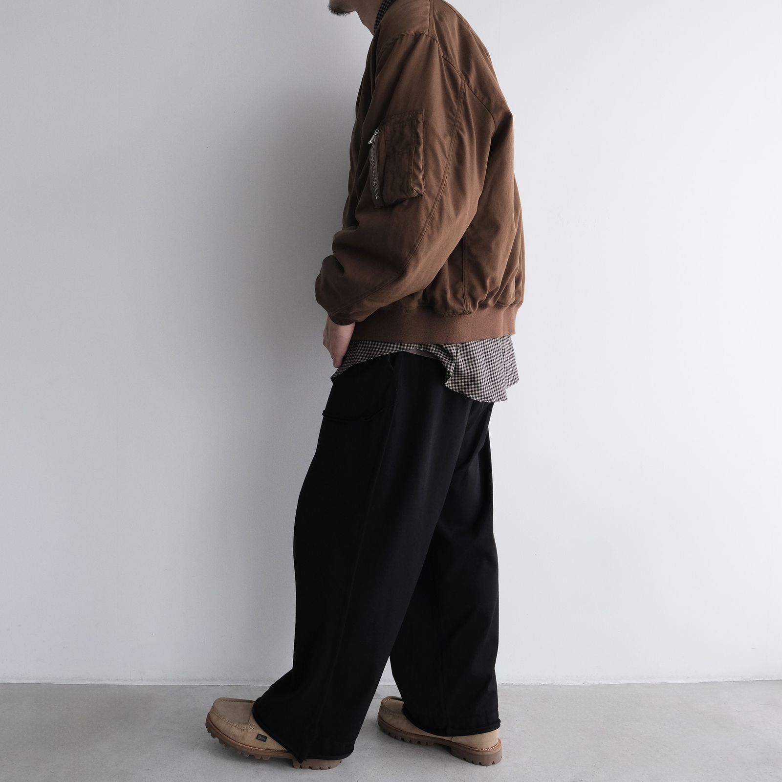 Cotton Wool Check Shirts -シャツ-（B×B Check / ベージュブラックチェック）