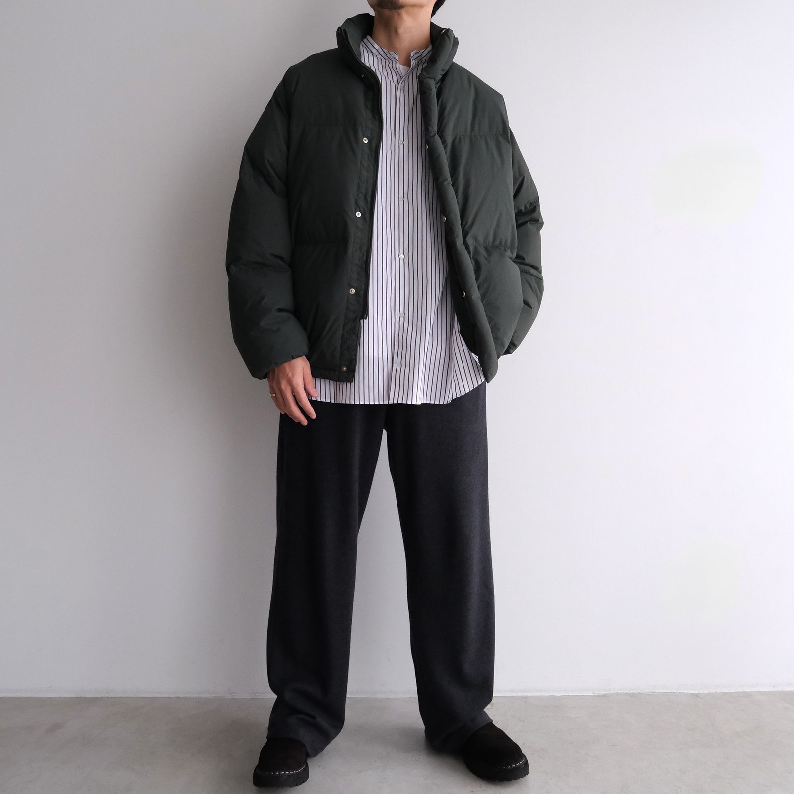 Sidogras Stripe L/S Oversized Band Collar Shirt -ストライプシャツ-（White / ホワイト）GM254-50025STB