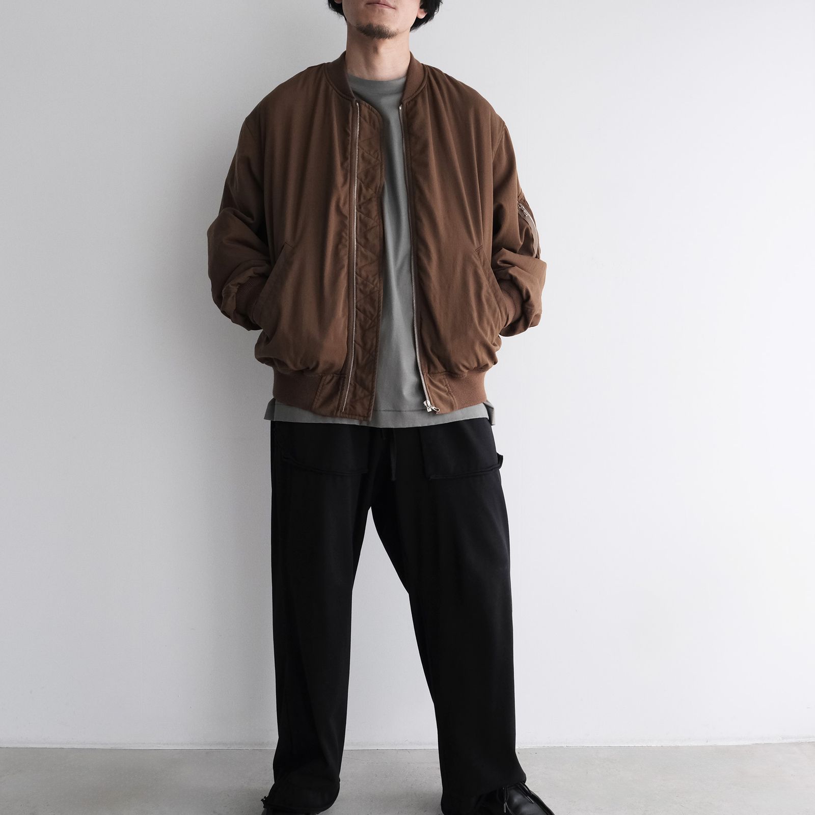 Fulled Wool Twill Flight Jacket -ジャケット-（Brown / ブラウン）GU263-30411