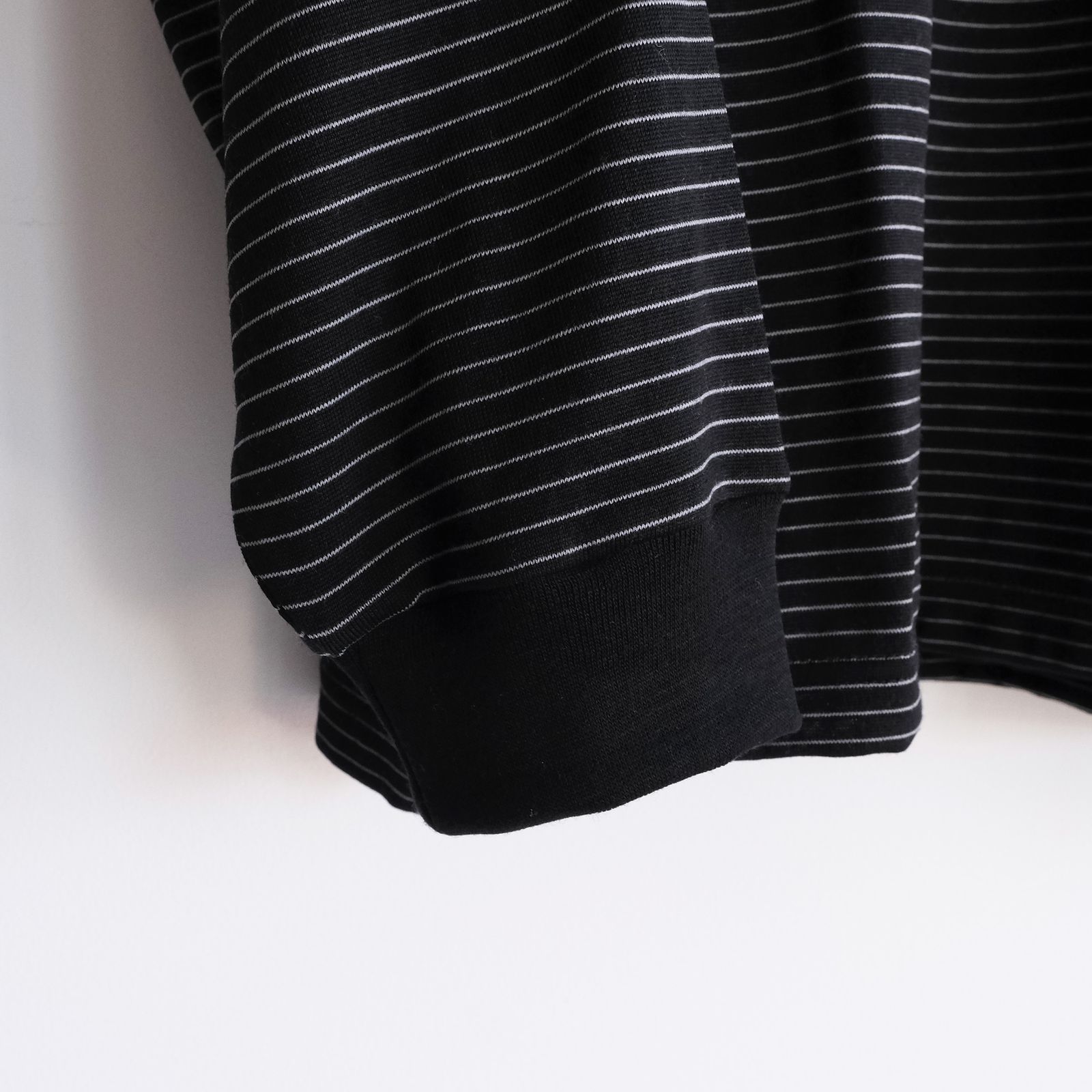 Fine Wool Border L/S Crew Neck Tee -Tシャツ-（Black×Gray / ブラック×グレー）GU263-70158B