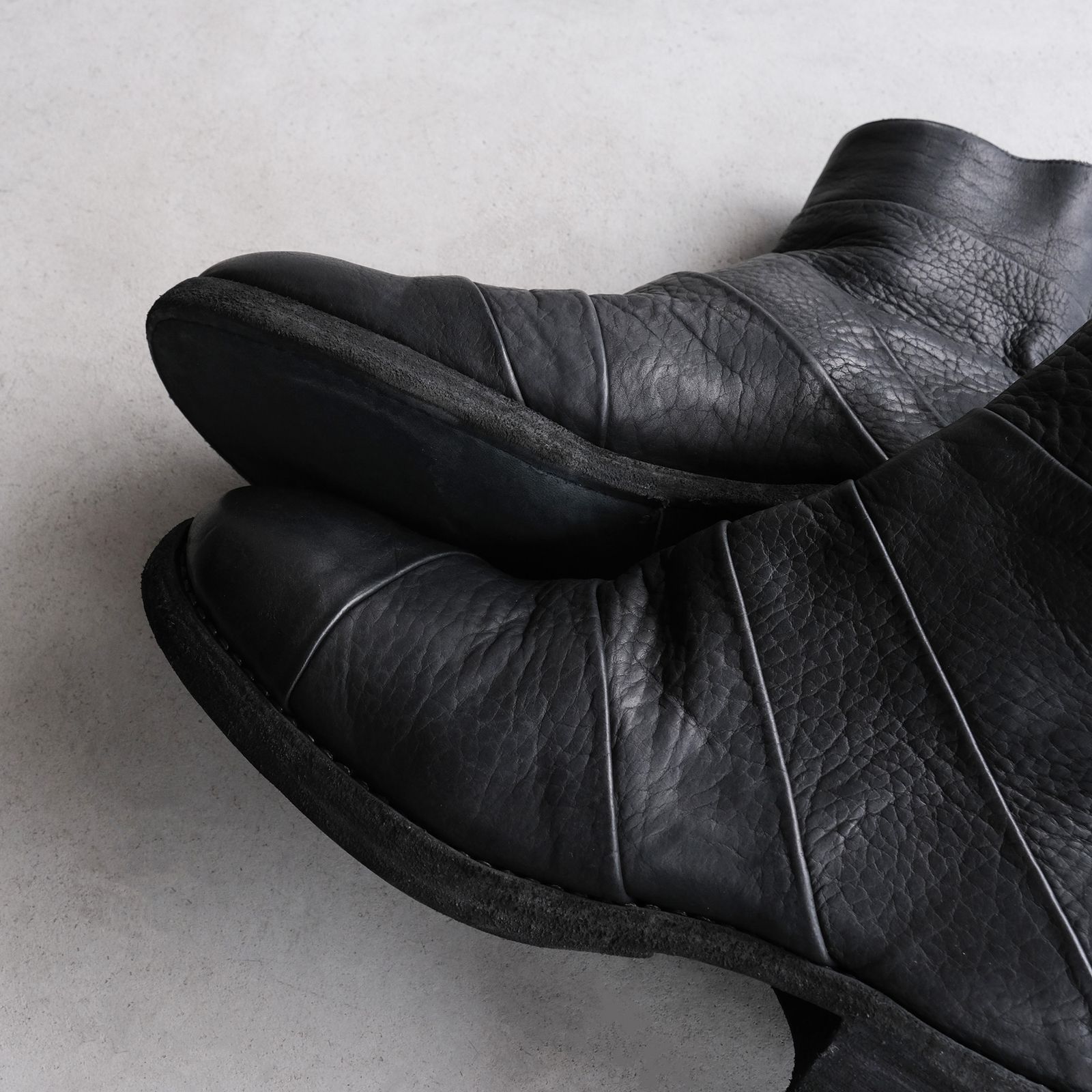 367ZB Bison Full Grain Lined Folded Back Zip Boot -ブーツ-（Black / ブラック）