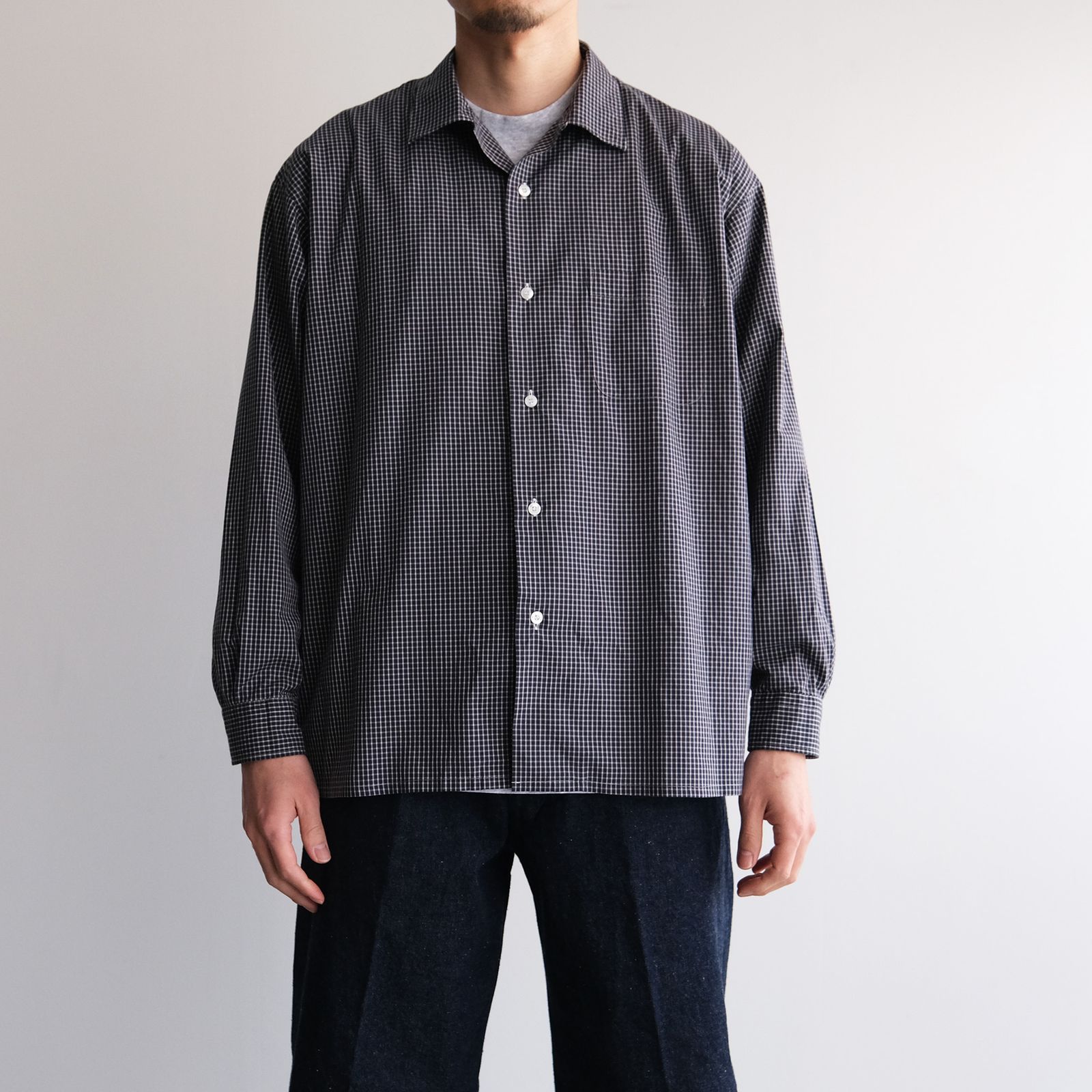 Check Open Collar Shirts -シャツ-（Blue Check / ブルーチェック）