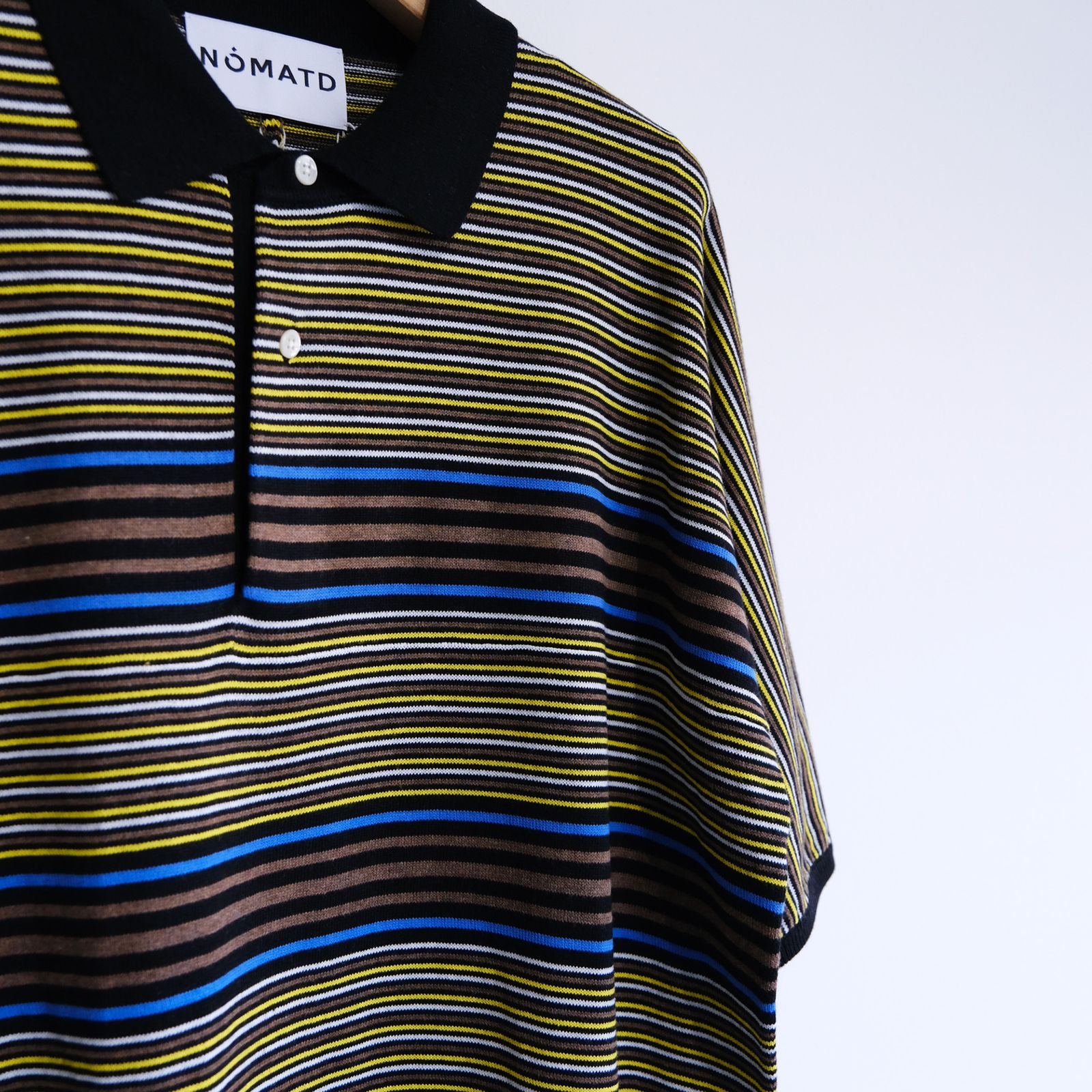 NOMA t.d. - 『Noma Stripe Knit Polo』-ポロシャツ-（GRAY×BROWN 