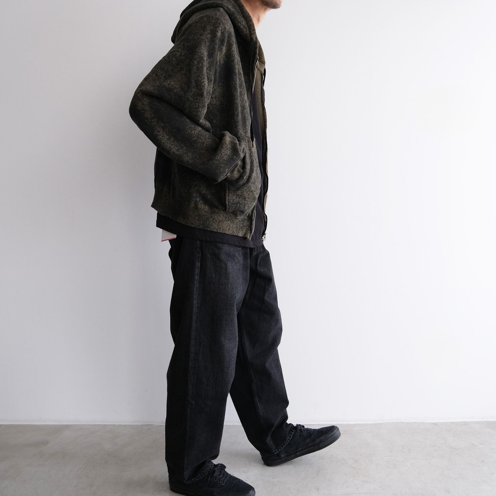 Hand Dye Twist Parka -パーカー-（Olive×Black / オリーブ×ブラック）