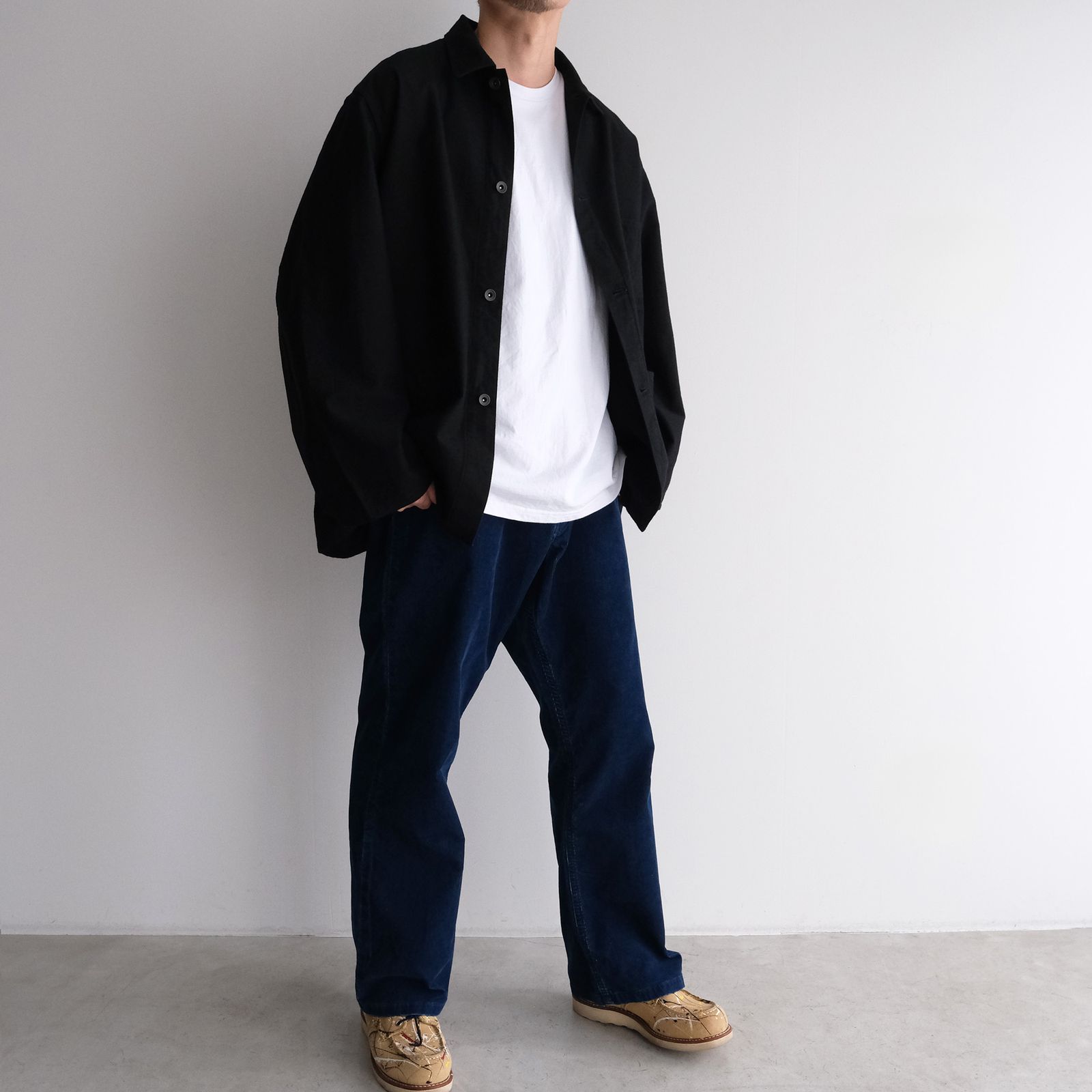 Wool Cotton Moleskin Jacket -ブルゾン-（Black / ブラック）