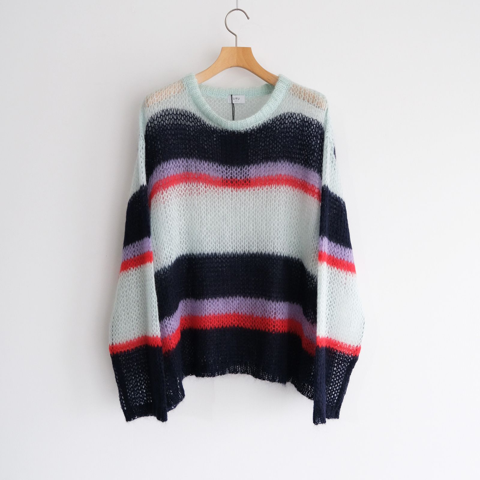 URU - Crew Neck Knit -ニット-（Navy×Mint / ネイビー×ミント） | STACK STORE