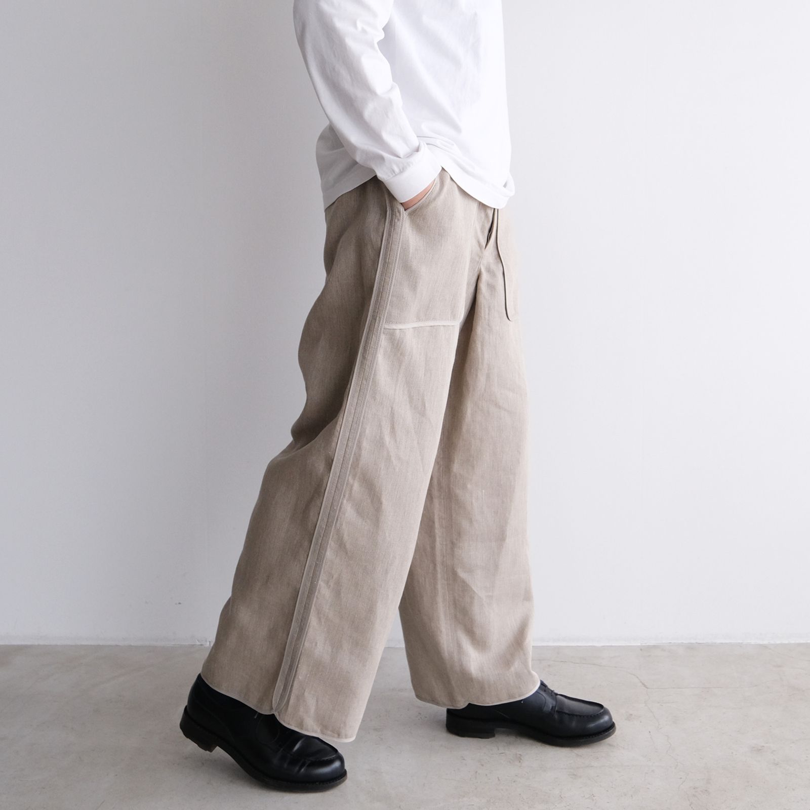 i'm here - With Piping Linen Pants -パンツ-(Beige i'm here - With Piping Linen Pants -パンツ-(Beige