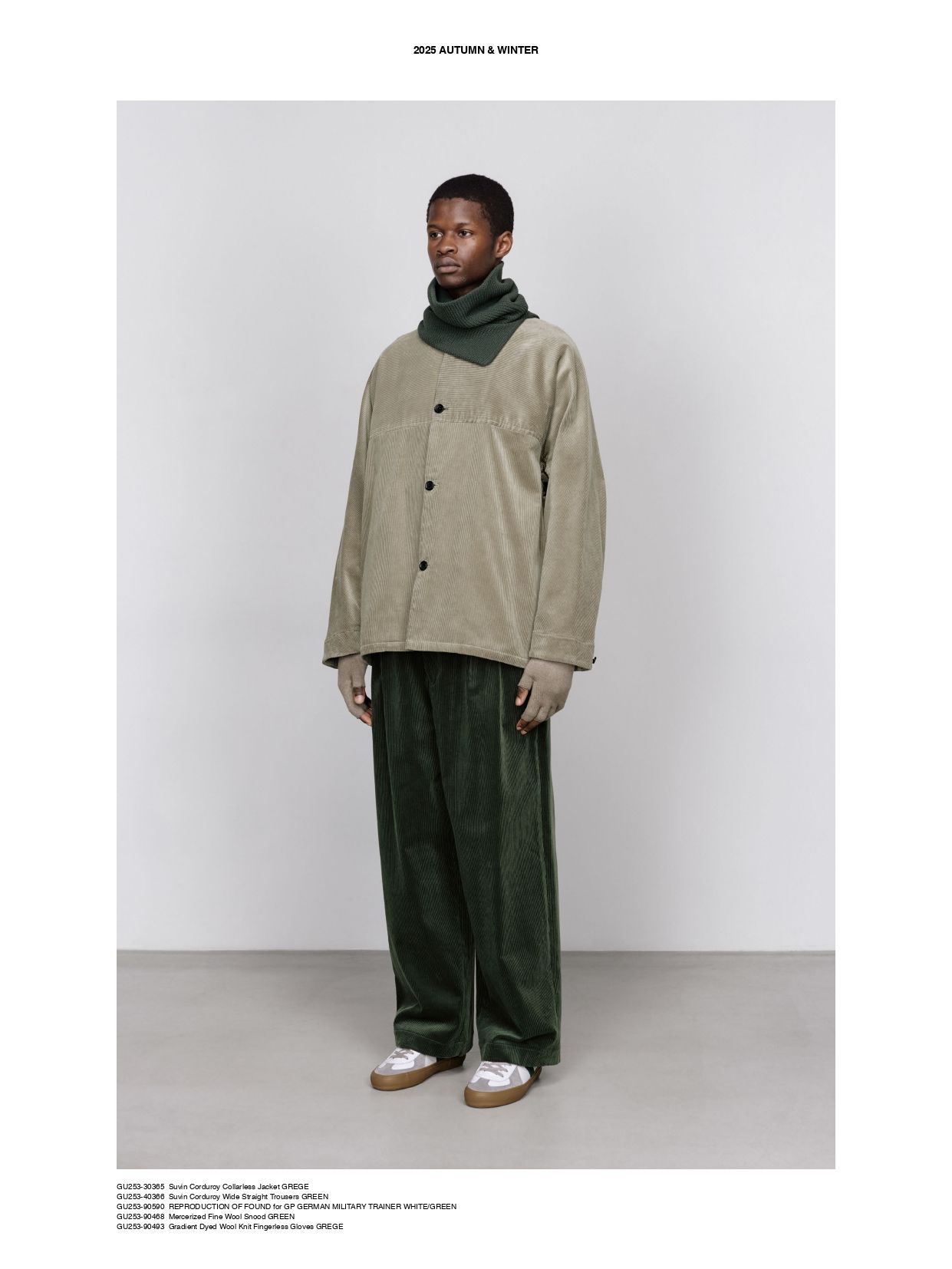 Suvin Corduroy Collarless Jacket -ジャケット-（Grege / グレージュ）