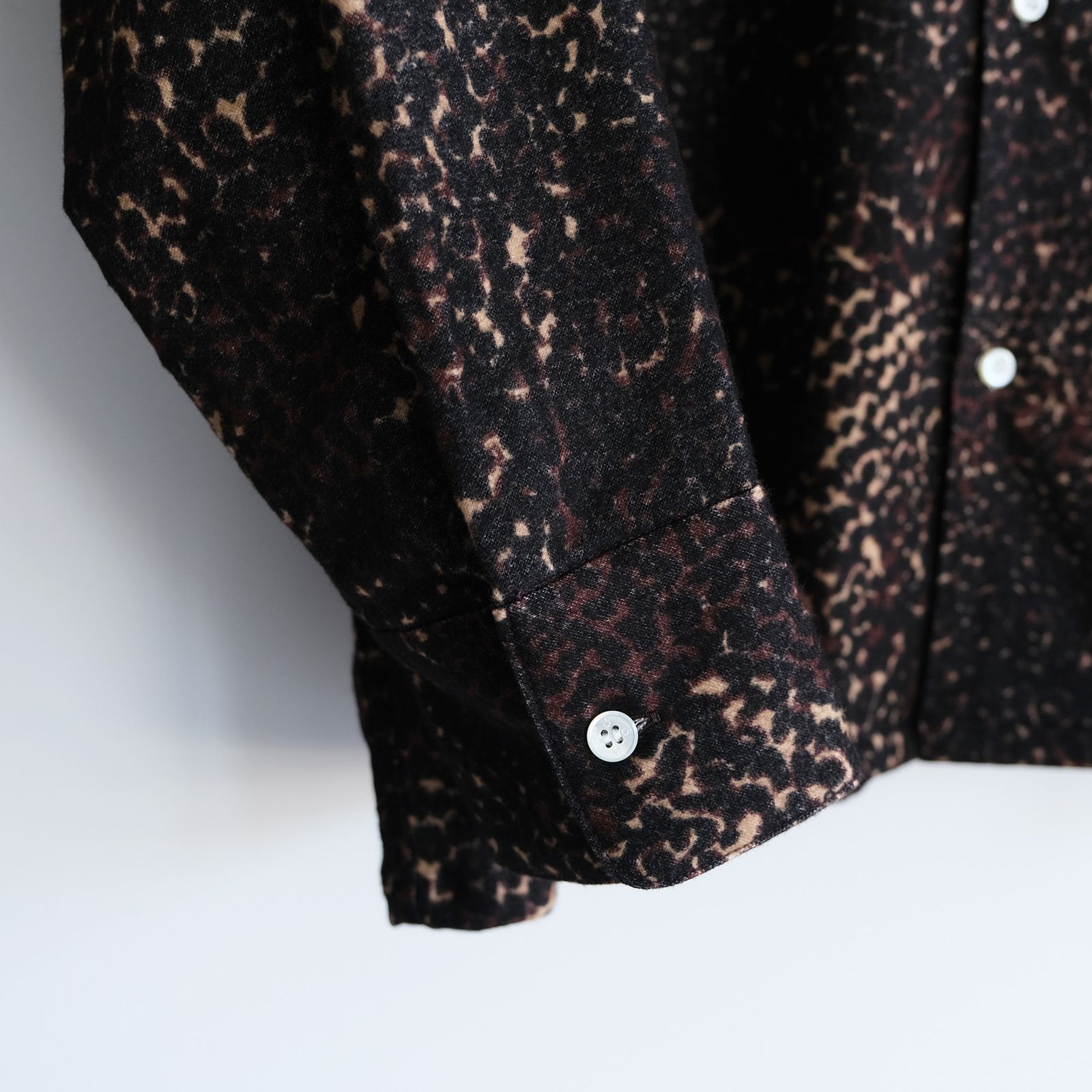Leopard Flannel Open Collar Shirt -シャツ-（Brown / ブラウン）