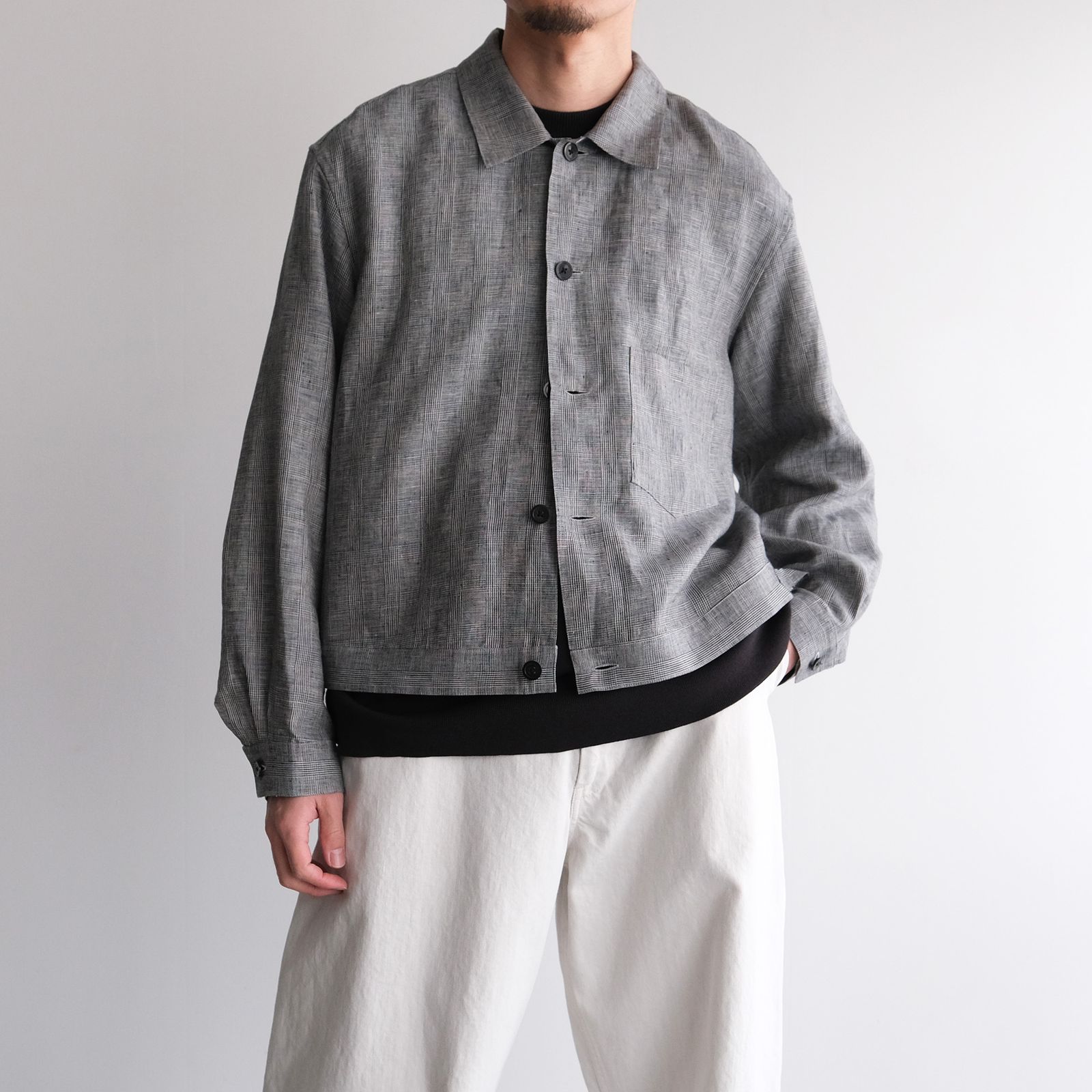 Linen-Trucker Jacket -ジャケット-（G.Plaid / グレンチェック）