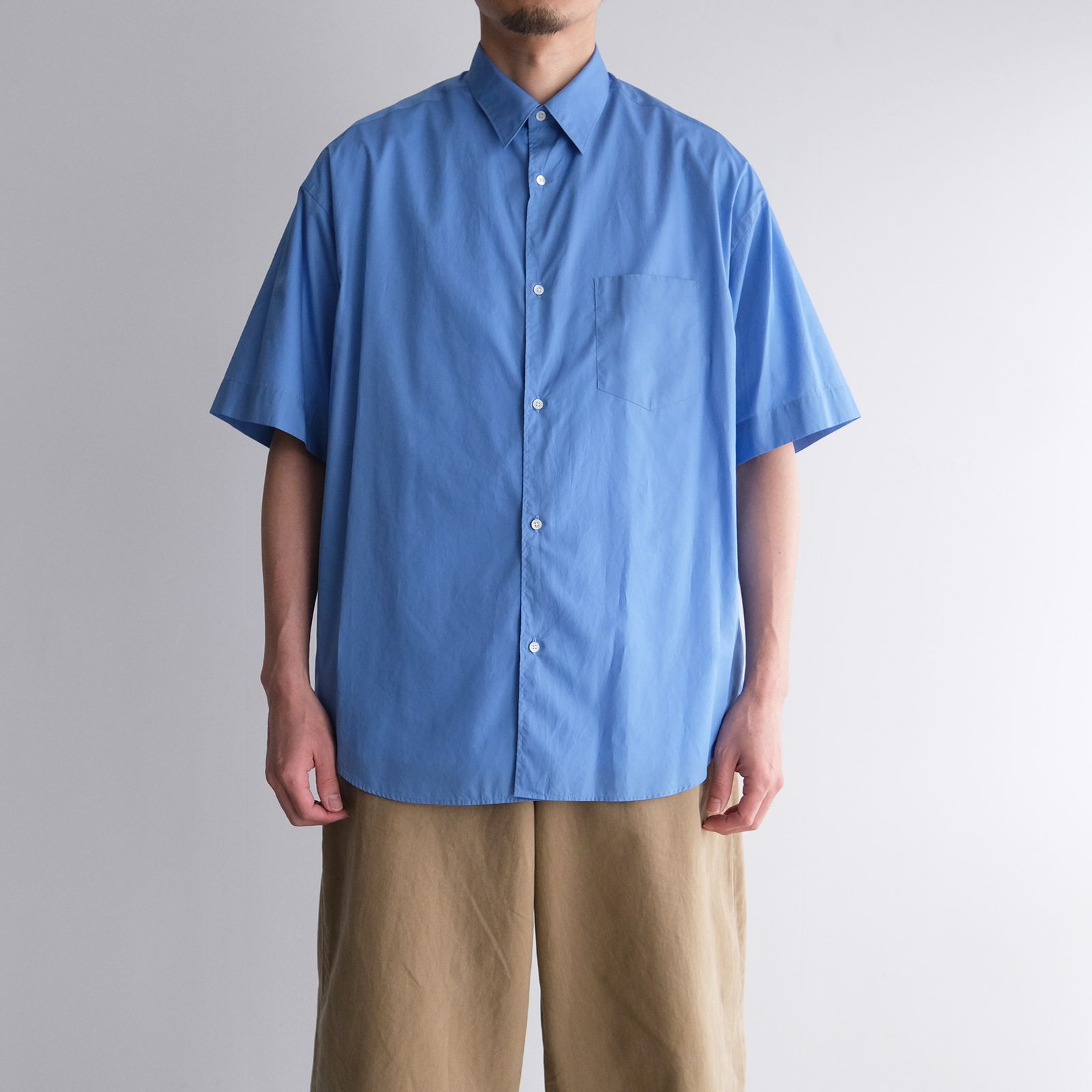 Broad S/S Oversized Regular Collar Shirt -シャツ-（Blue / ブルー）GM261-50003B
