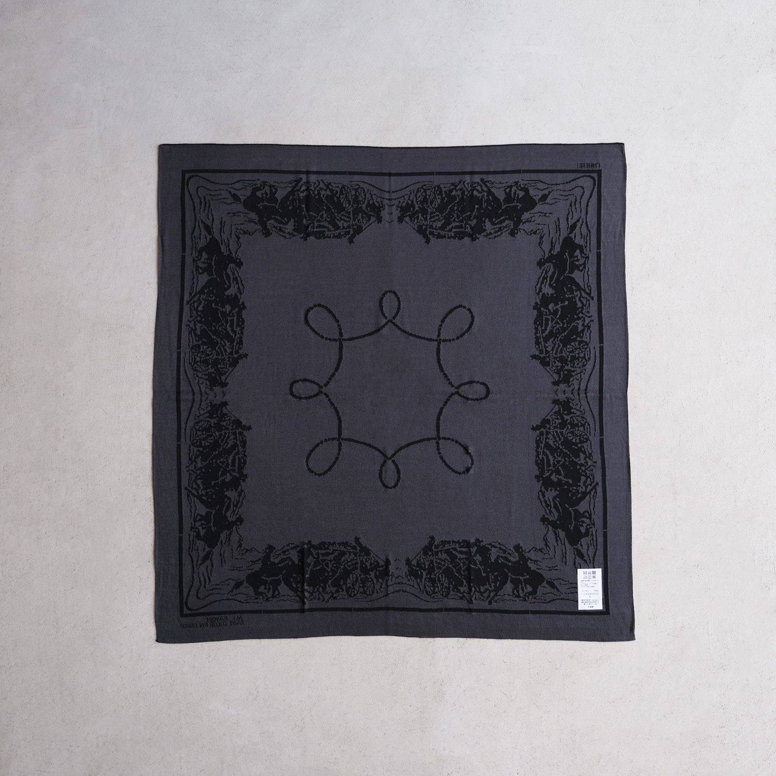 40's Vintage Bandana：Rayon Knit -バンダナ-（Black×Black / ブラック×ブラック）