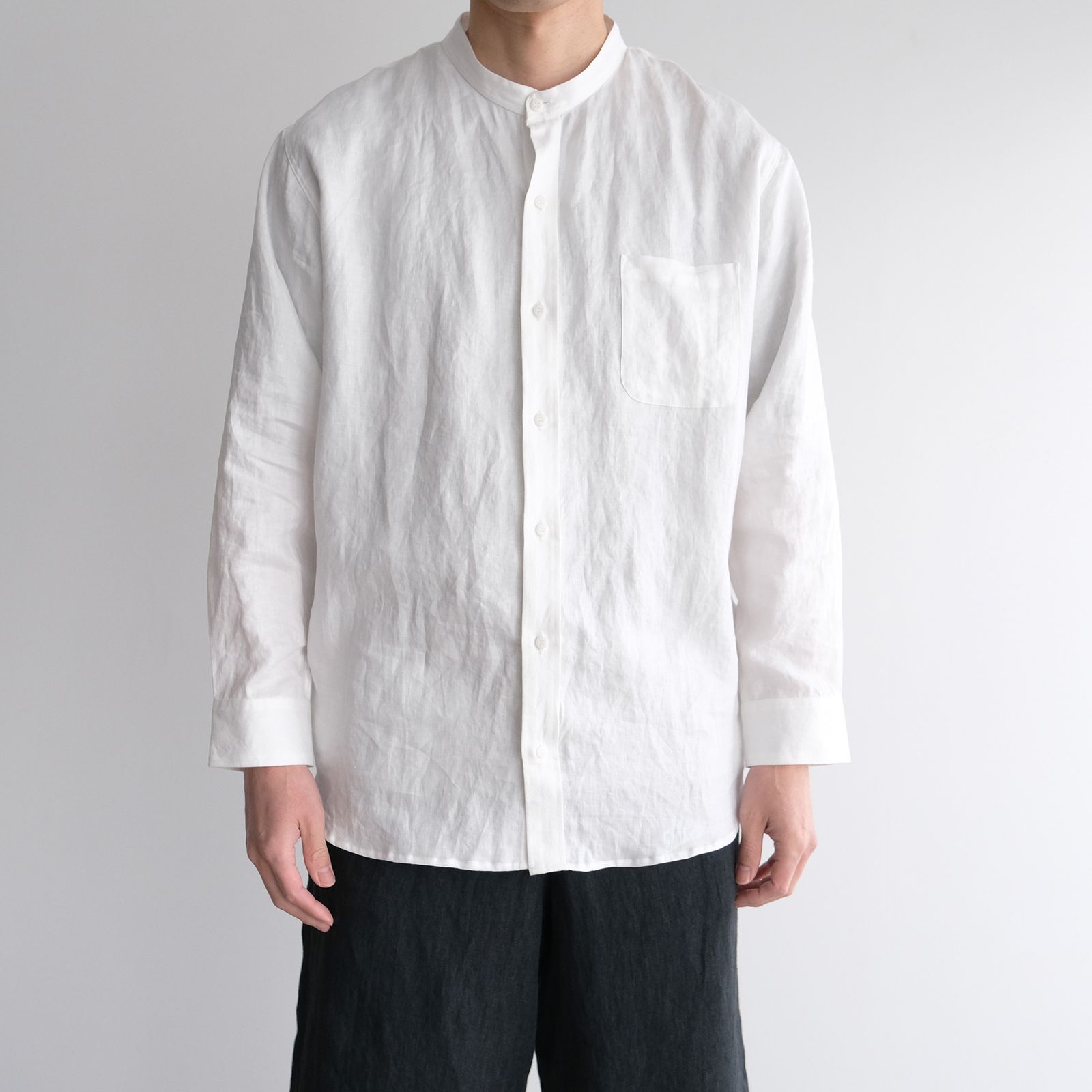 66L リネン高密度綾シャツ -シャツ-（White / ホワイト）