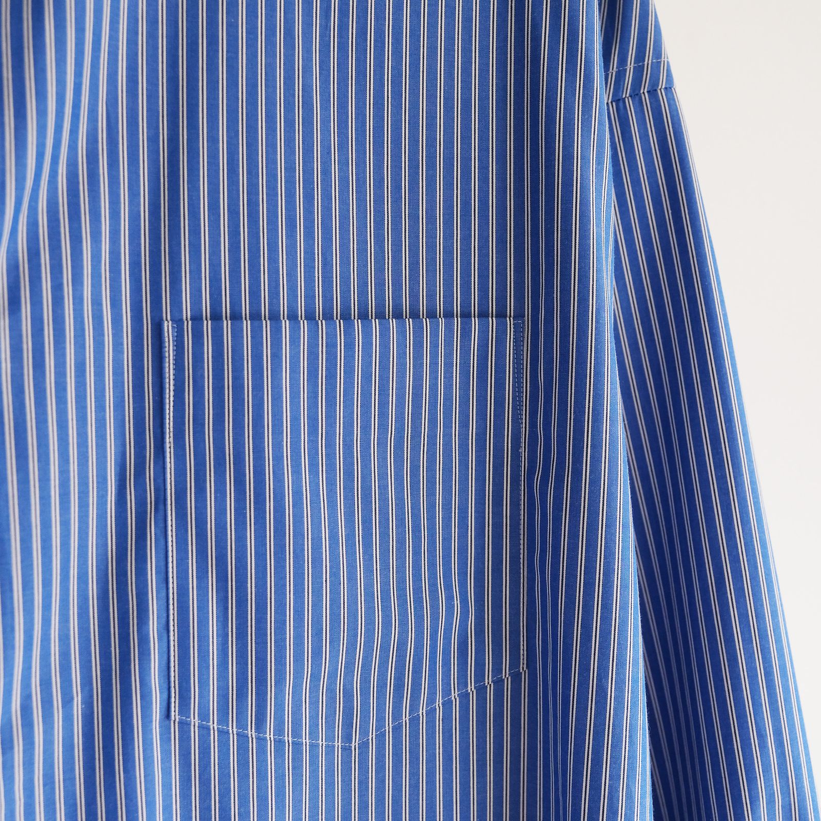 Sidogras L/S Oversized Band Collar Shirt -シャツ-（Blue Stripe / ブルーストライプ）