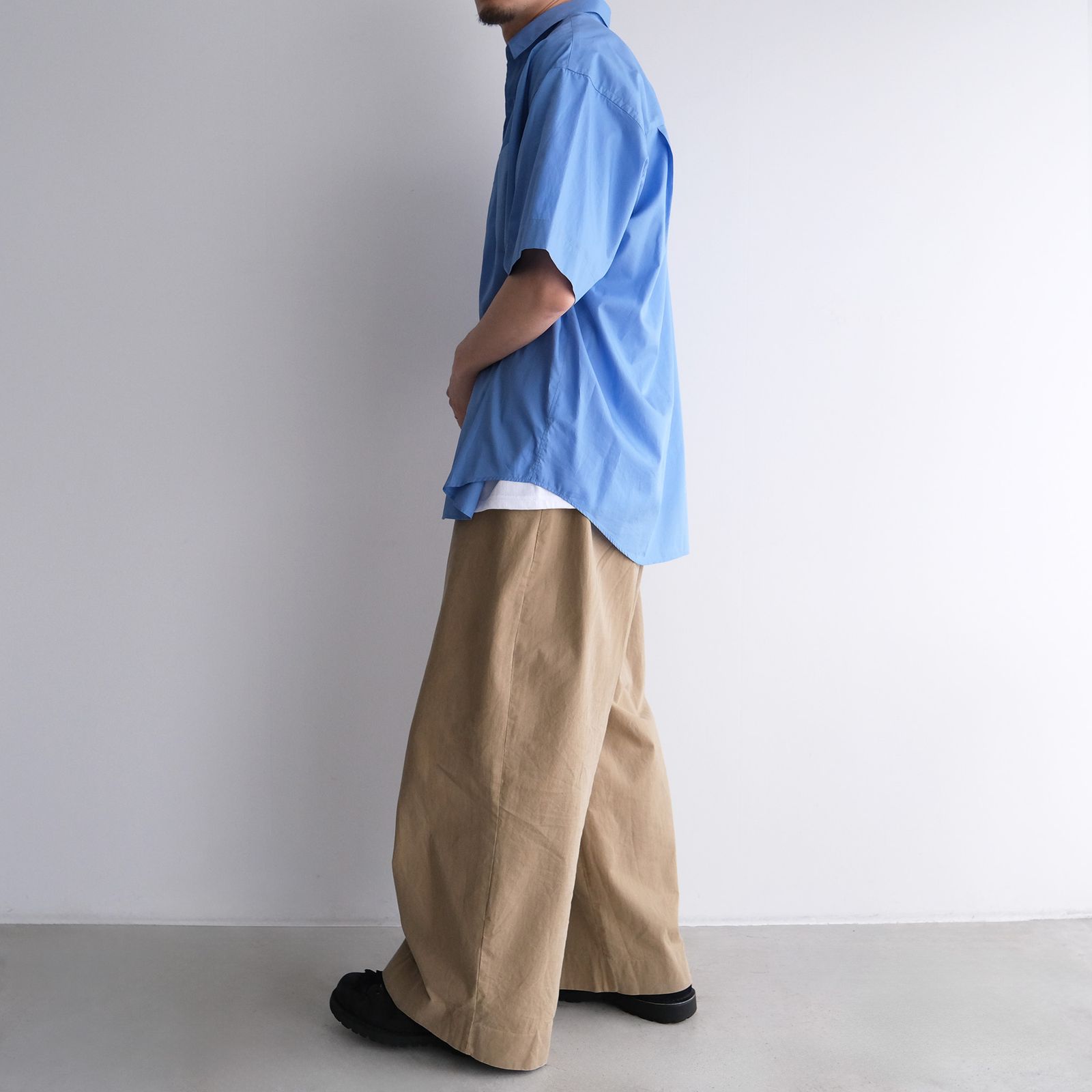 Broad S/S Oversized Regular Collar Shirt -シャツ-（Blue / ブルー）GM261-50003B