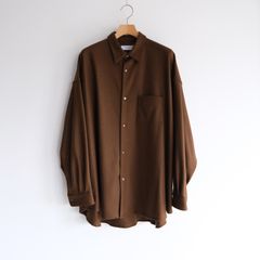 Wool Smooth Flannel Oversized Regular Collar Shirt -シャツ-（Brown / ブラウン）