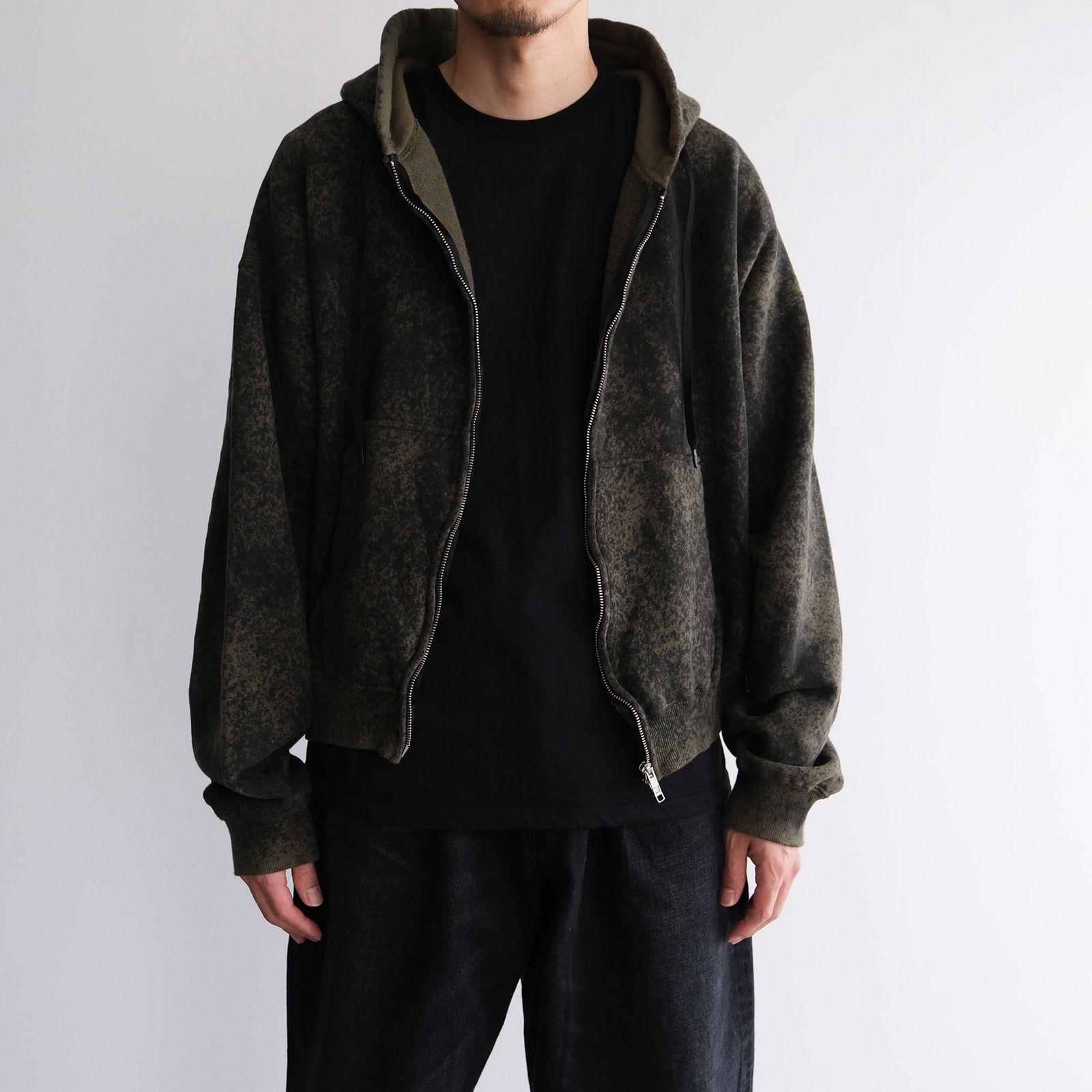 Hand Dye Twist Parka -パーカー-（Olive×Black / オリーブ×ブラック）