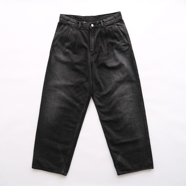 Graphpaper - Selvage Denim Two Tuck Pants -パンツ-（Black Dark 