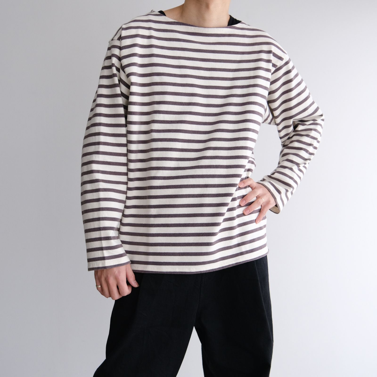 Long Sleeve Border Tee -Tシャツ-（Black / ブラック）