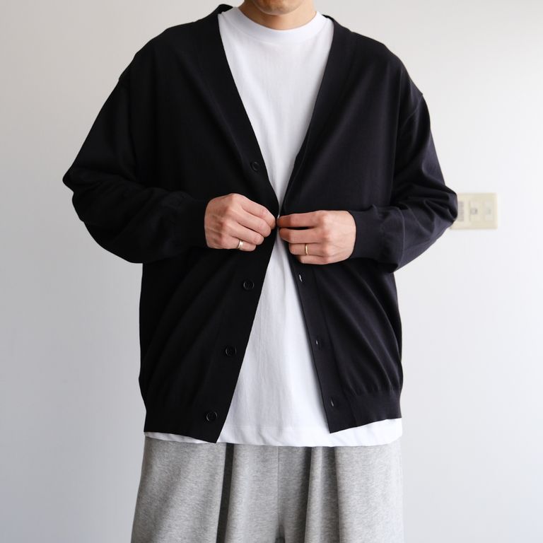 ATON - Fresca Knit Oversized Cardigan -カーディガン-（Black 