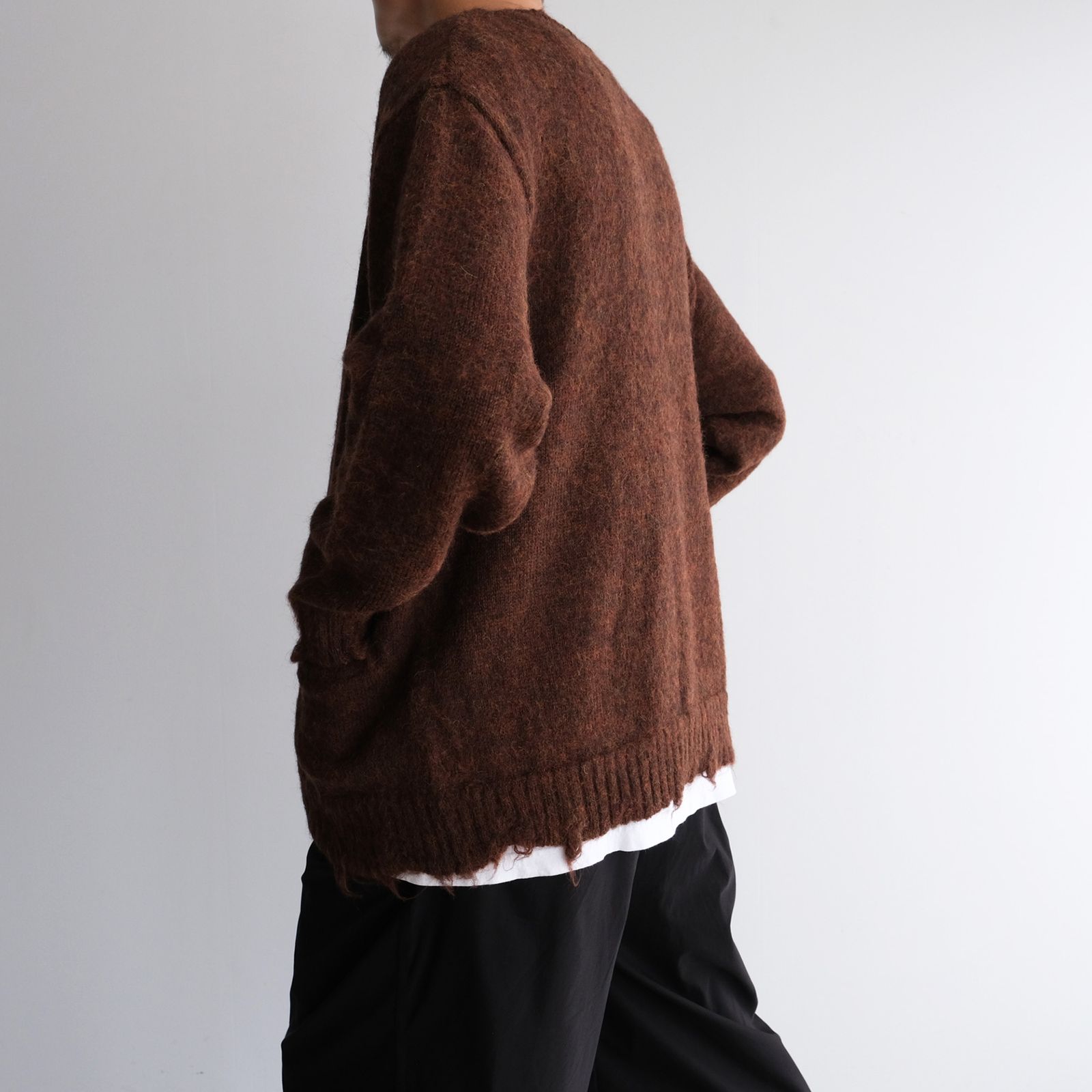 Distressed Knit Cardigan -カーディガン-（Brown / ブラウン）