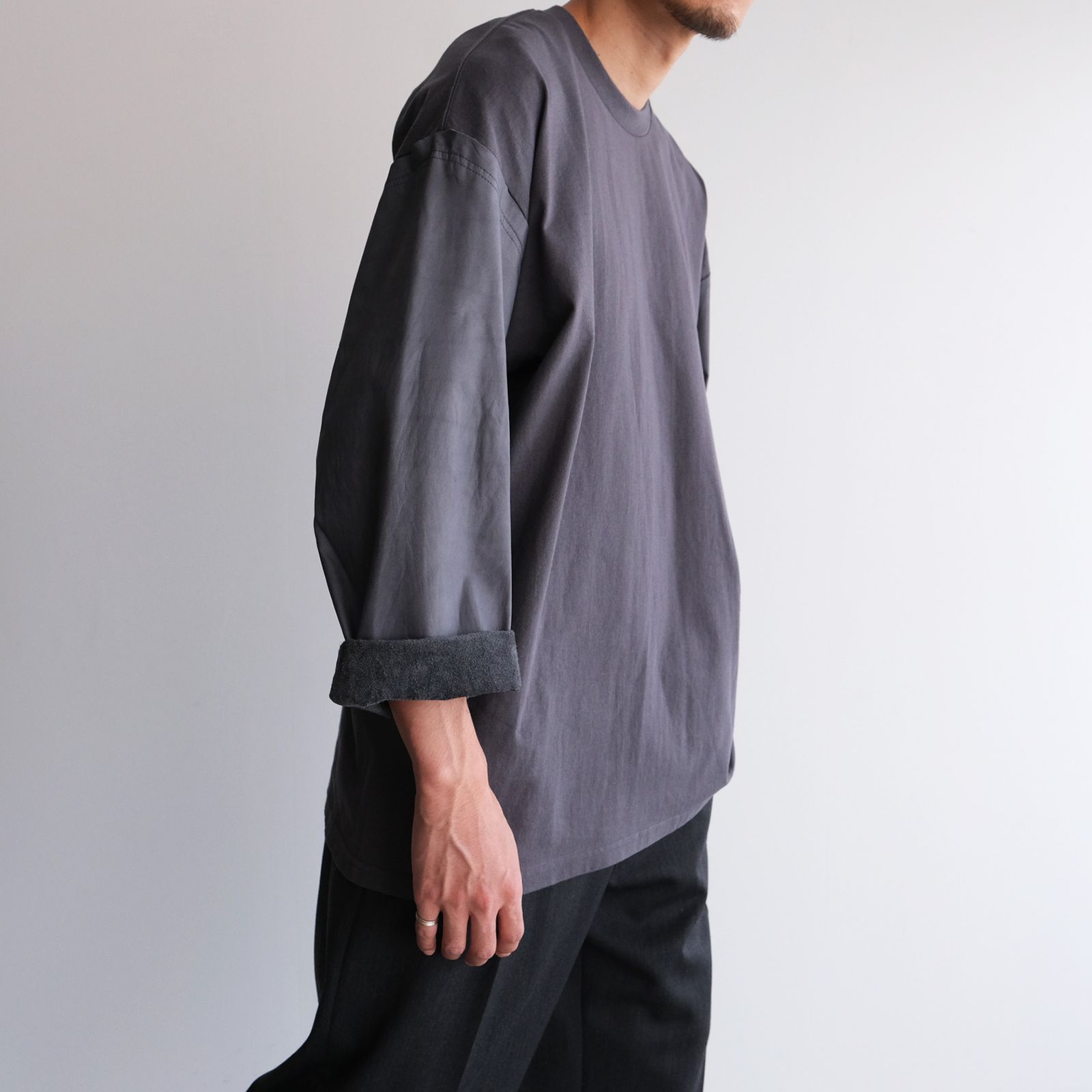 Washable Leather Sleeve：L/S T-Shirts -Tシャツ（Gray / グレー）