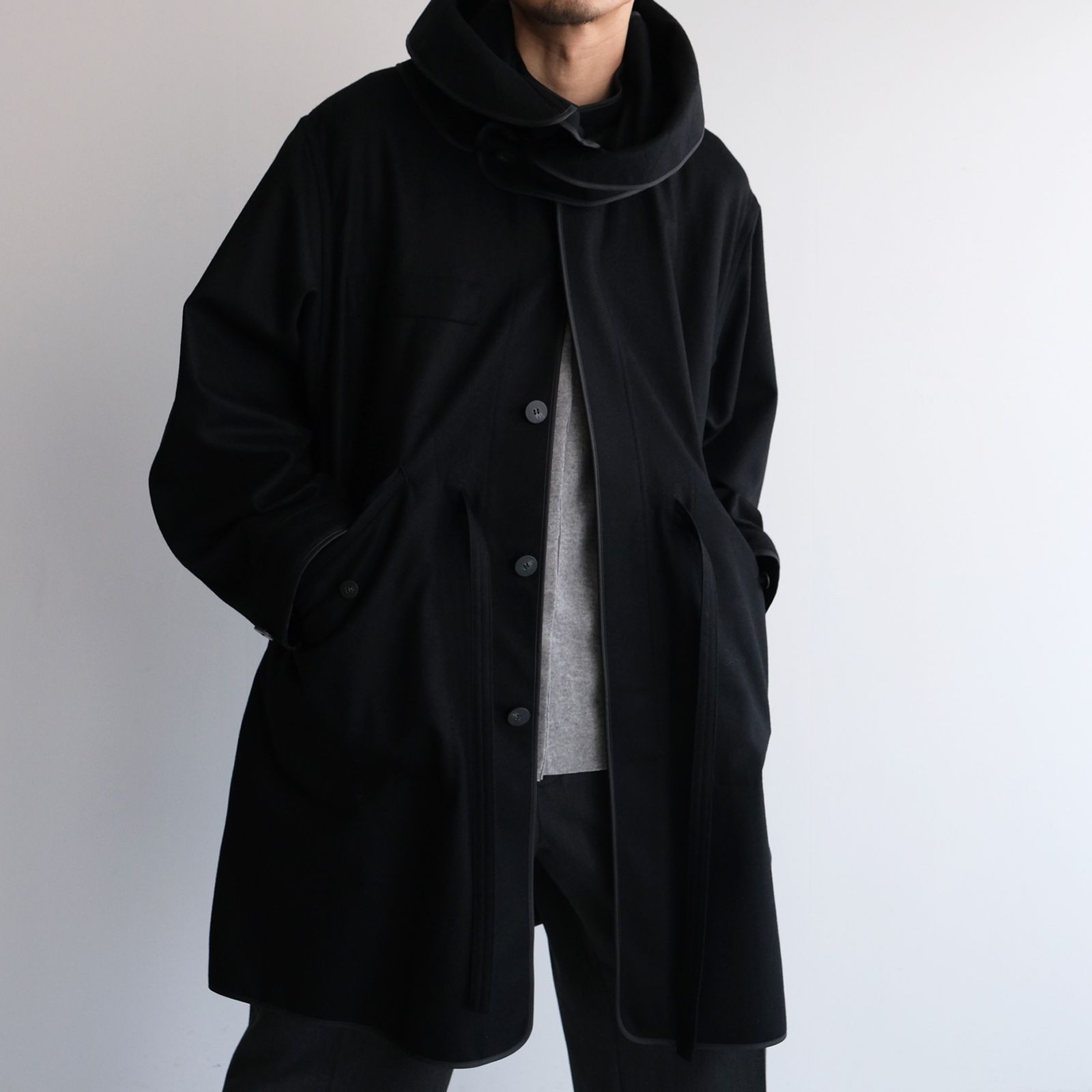 With Piping ：M65 Hoodie Coat -コート-（Black / ブラック）