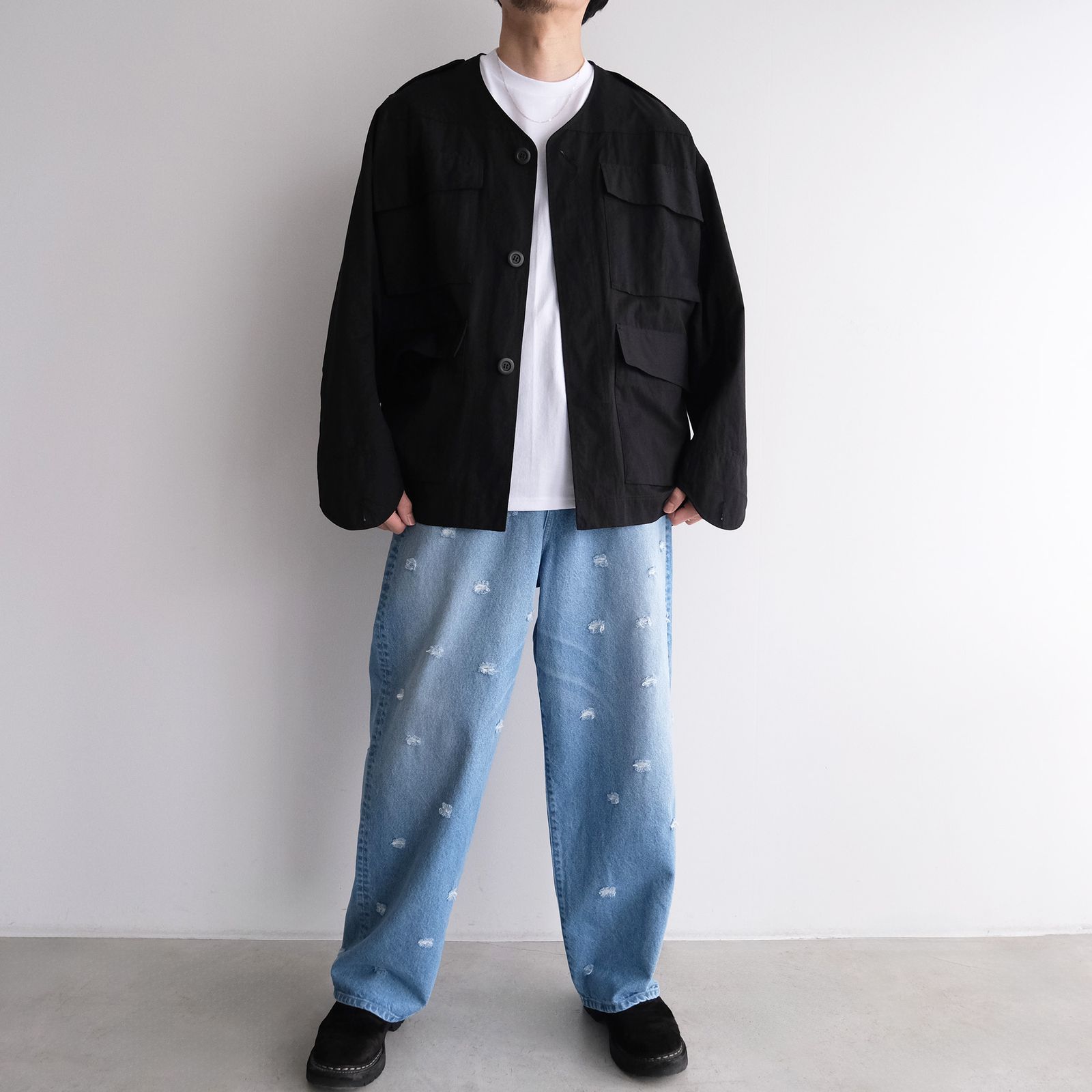 Dot Hole Denim Pants -デニム-（Blue Used / ブルー ユーズド）