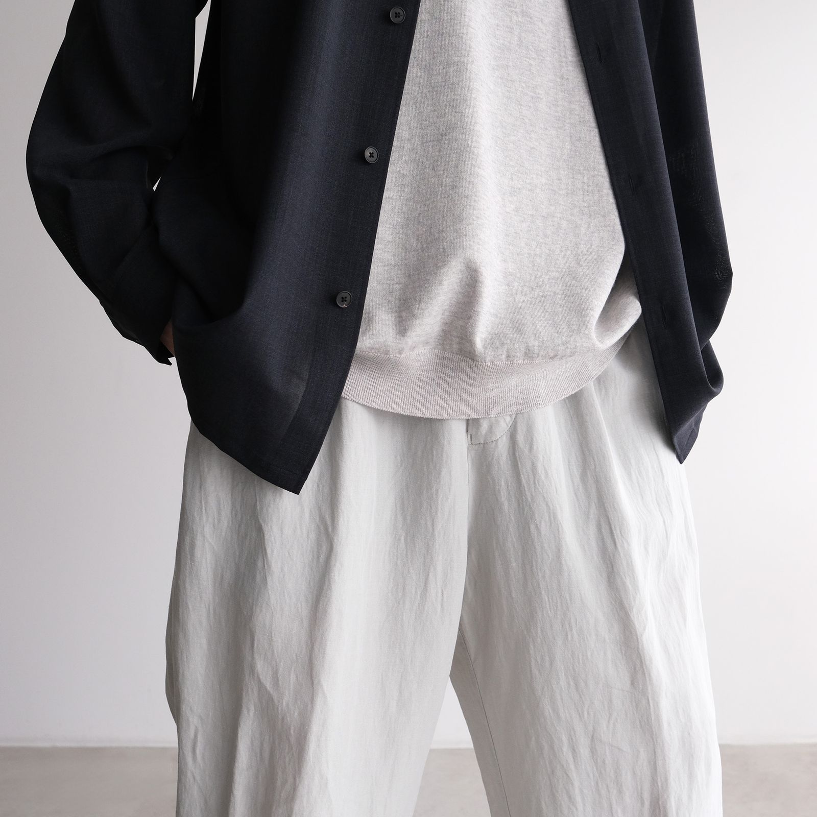 Cotton Linen Voile Loose Fit Pants -パンツ-（Sax / サックス）