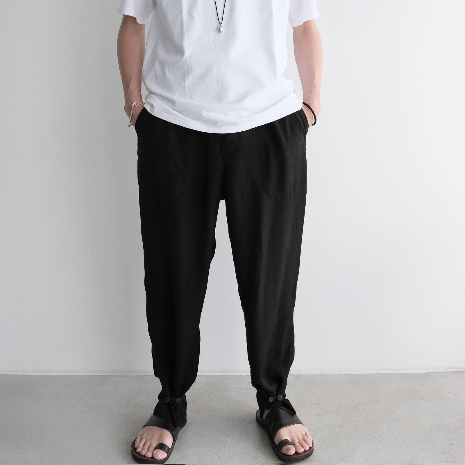 Fibril Silk Tafta Easy Baker Pants -パンツ-（Black / ブラック）